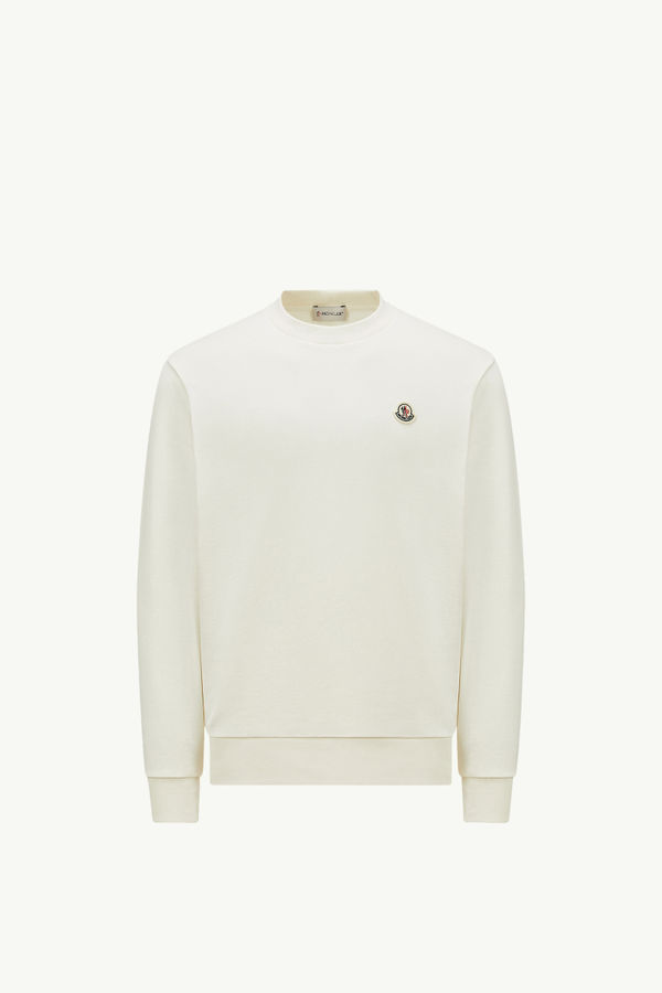 Logo Patch Cotton Sweatshirt Men White Moncler 2