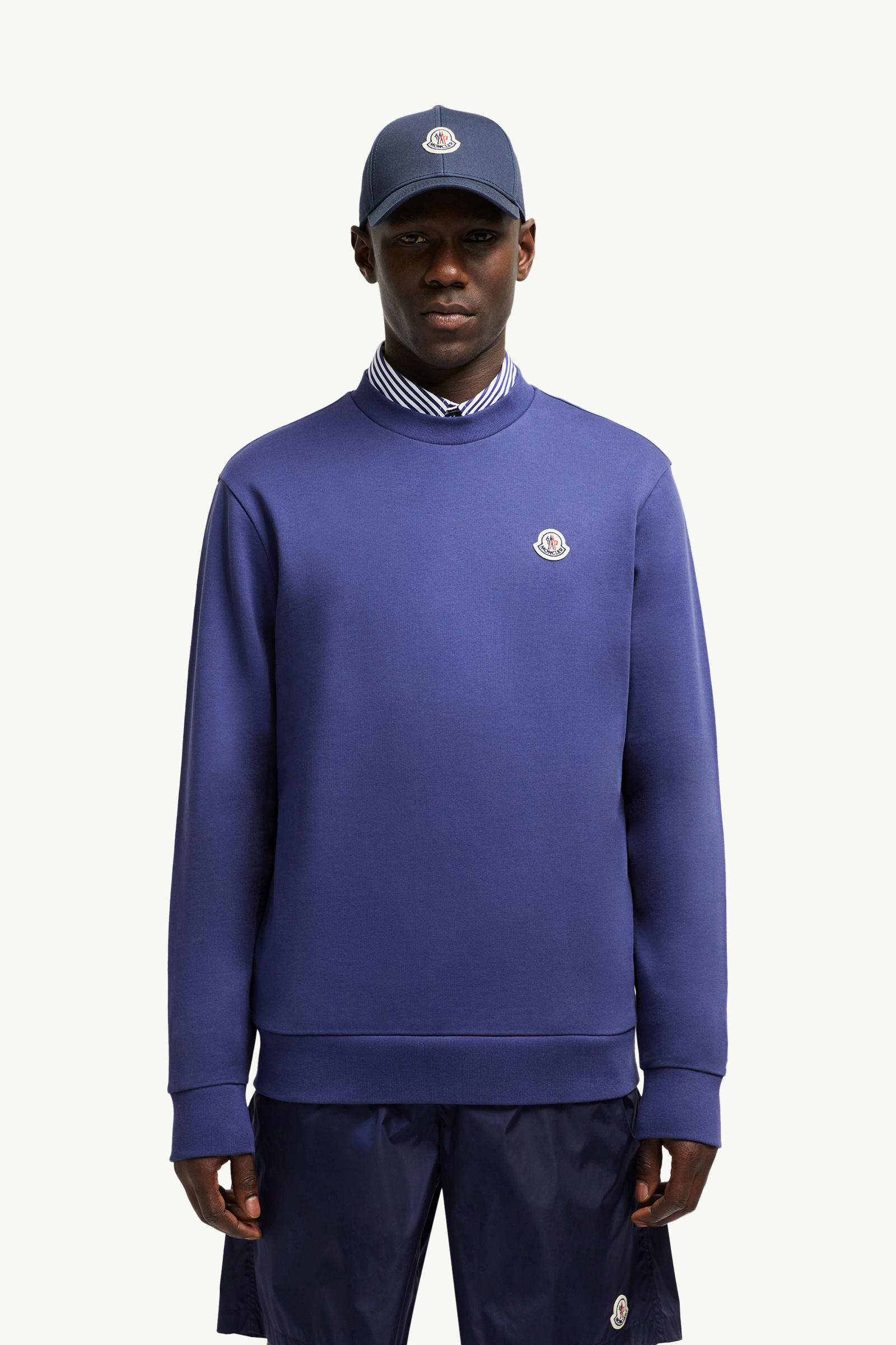 Logo Patch Cotton Sweatshirt Men Cobalt Blue Moncler 0
