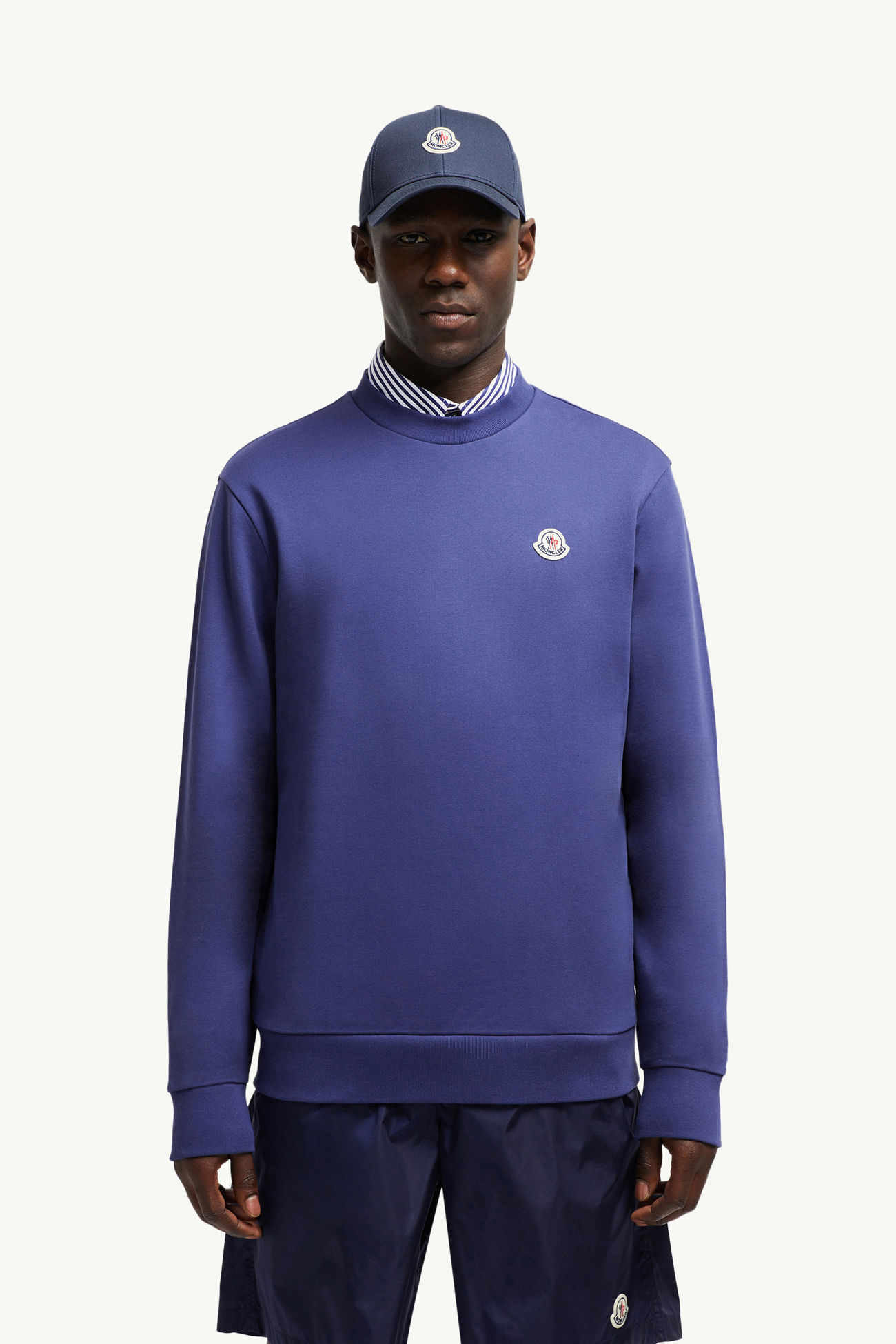 Sweatshirt aus Baumwolle mit Logoaufnäher Herren Kobaltblau Moncler 0