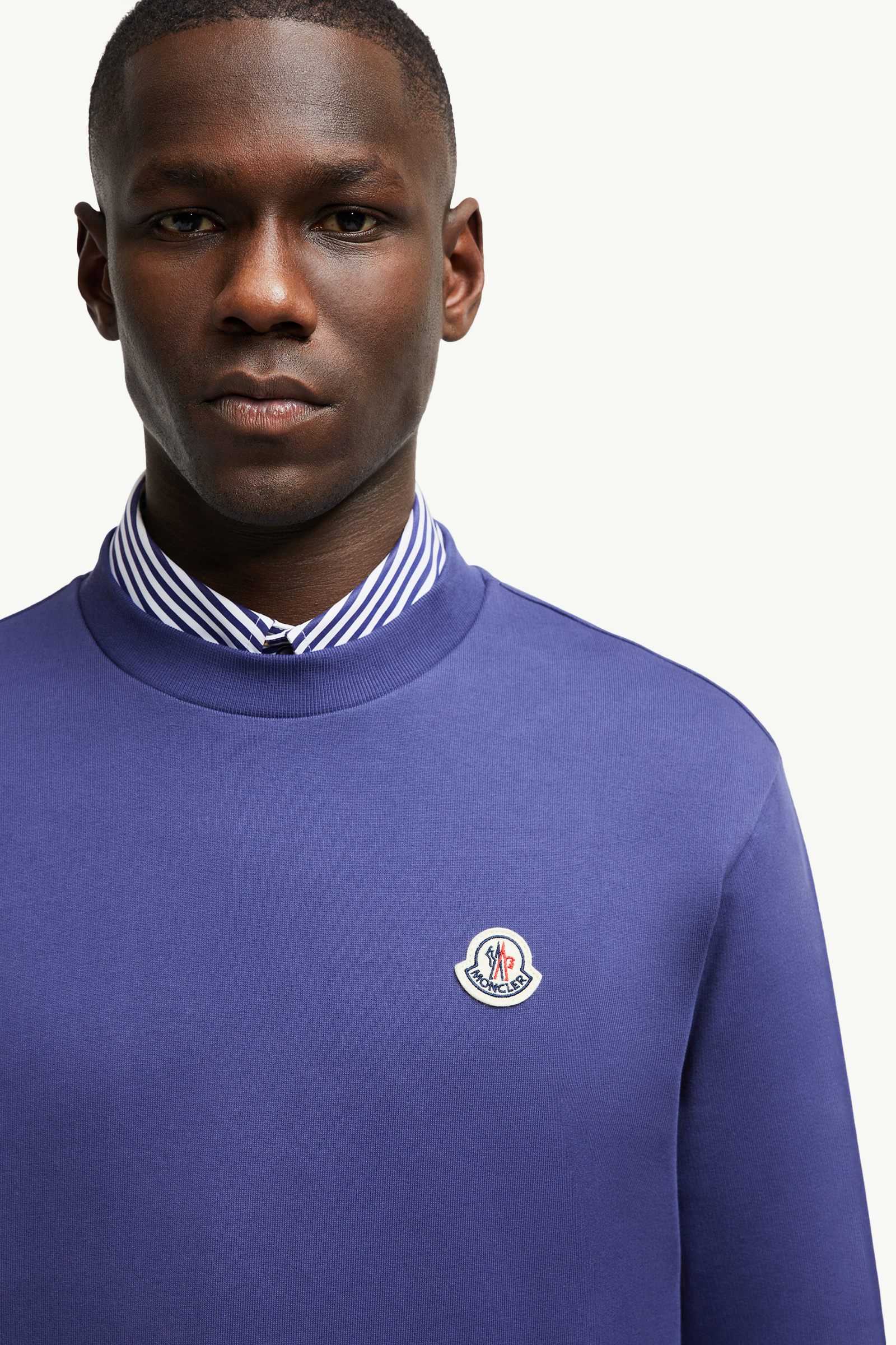 Logo Patch Cotton Sweatshirt Men Cobalt Blue Moncler 1