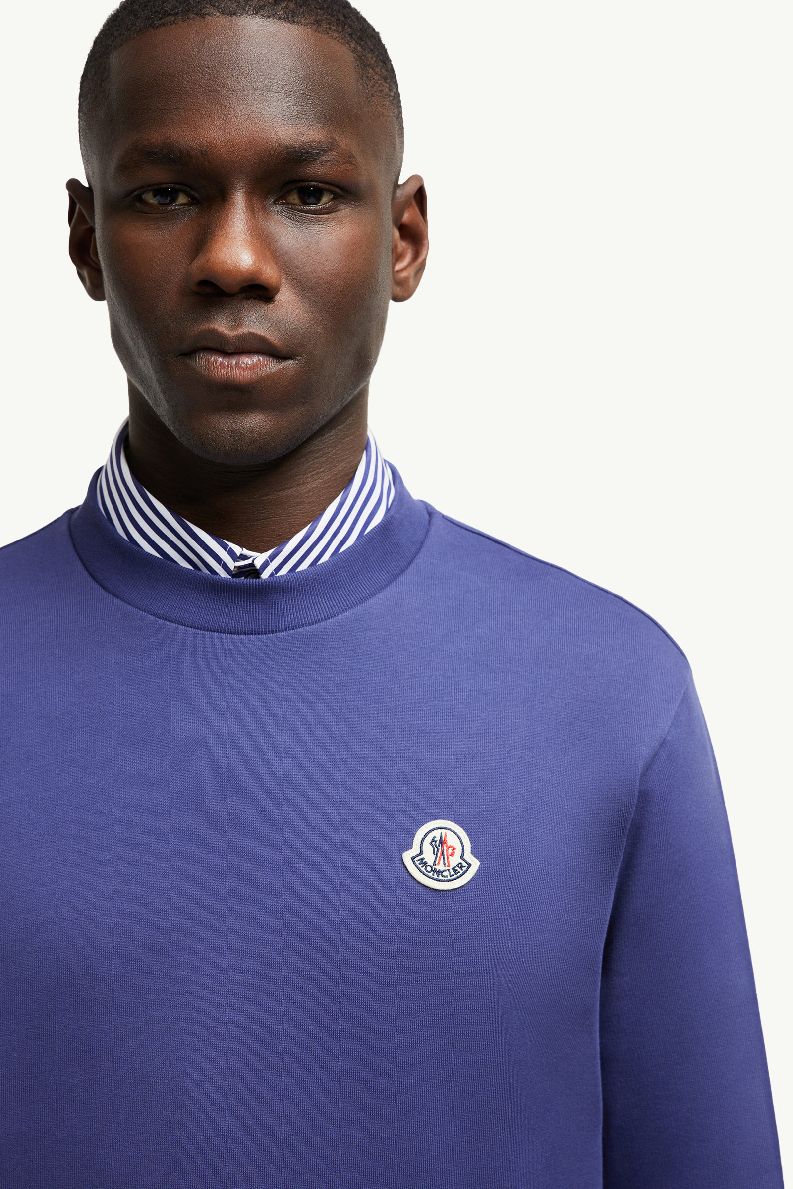 Logo Patch Cotton Sweatshirt Men Cobalt Blue Moncler 1