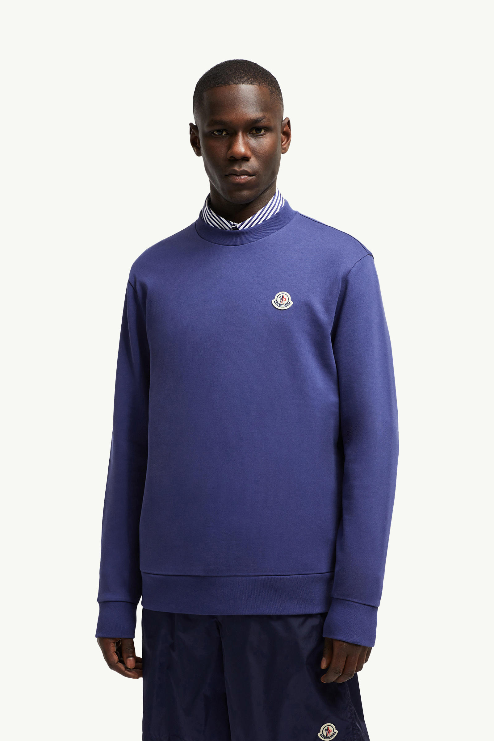 Logo Patch Cotton Sweatshirt Men Cobalt Blue Moncler 3