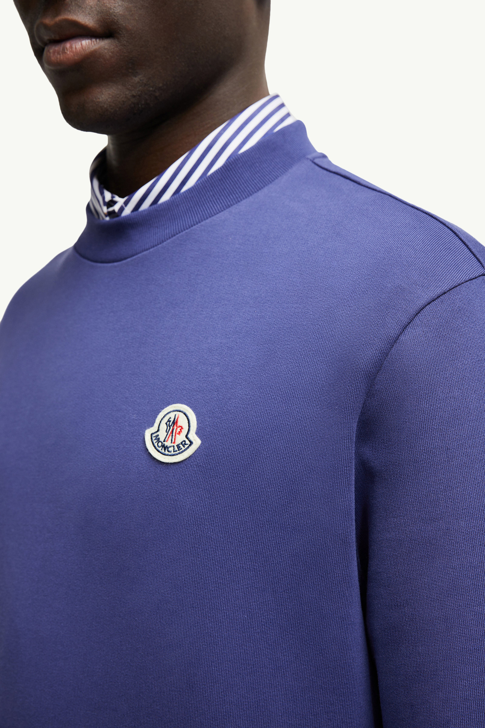 Logo Patch Cotton Sweatshirt Men Cobalt Blue Moncler 5