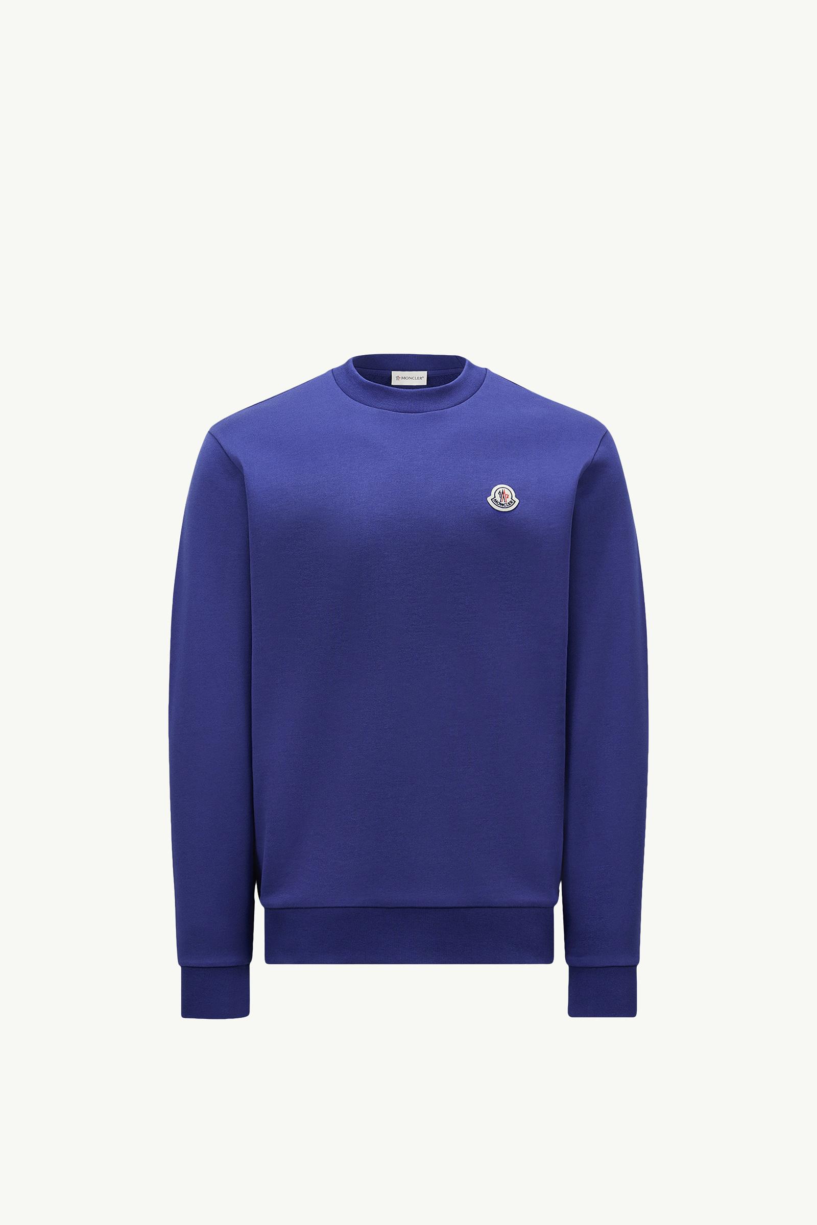 Cobalt Blue Logo Patch Cotton Sweatshirt - Sweatshirts for Men