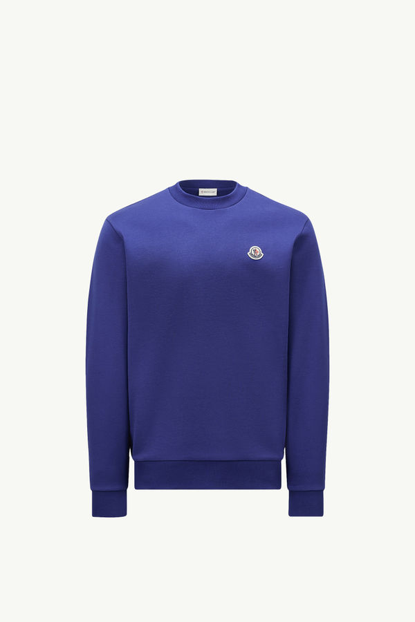 Logo Patch Cotton Sweatshirt Men Cobalt Blue Moncler 2