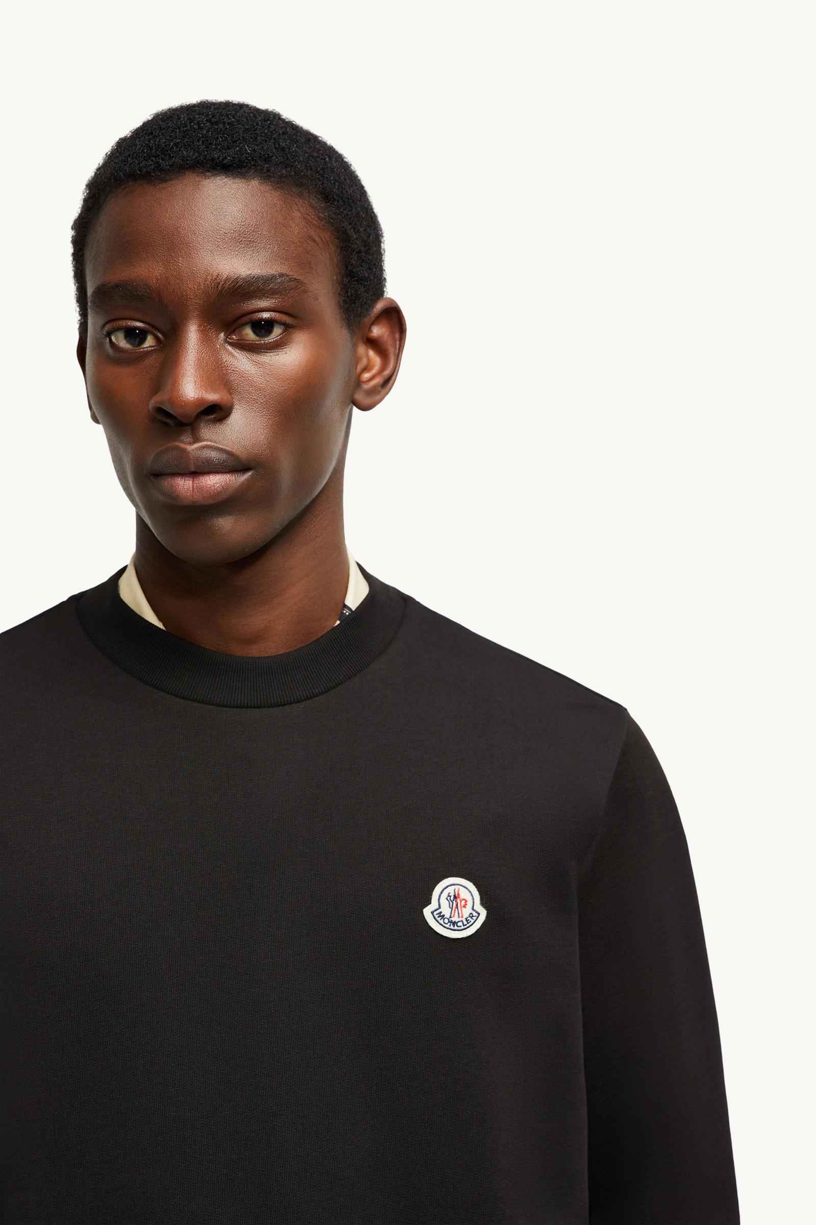 Logo Patch Cotton Sweatshirt Men Black Moncler 1