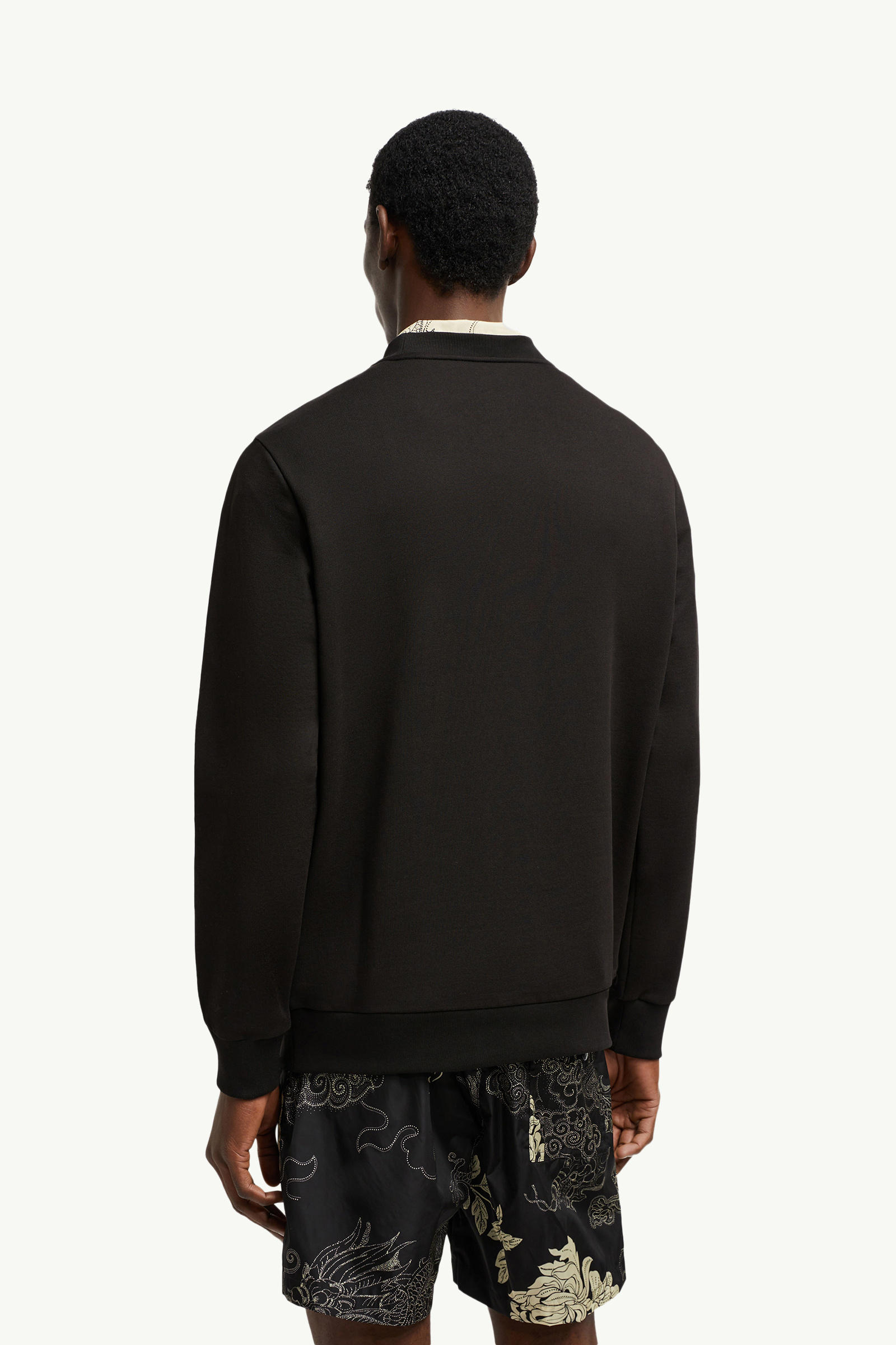 Logo Patch Cotton Sweatshirt Men Black Moncler 4