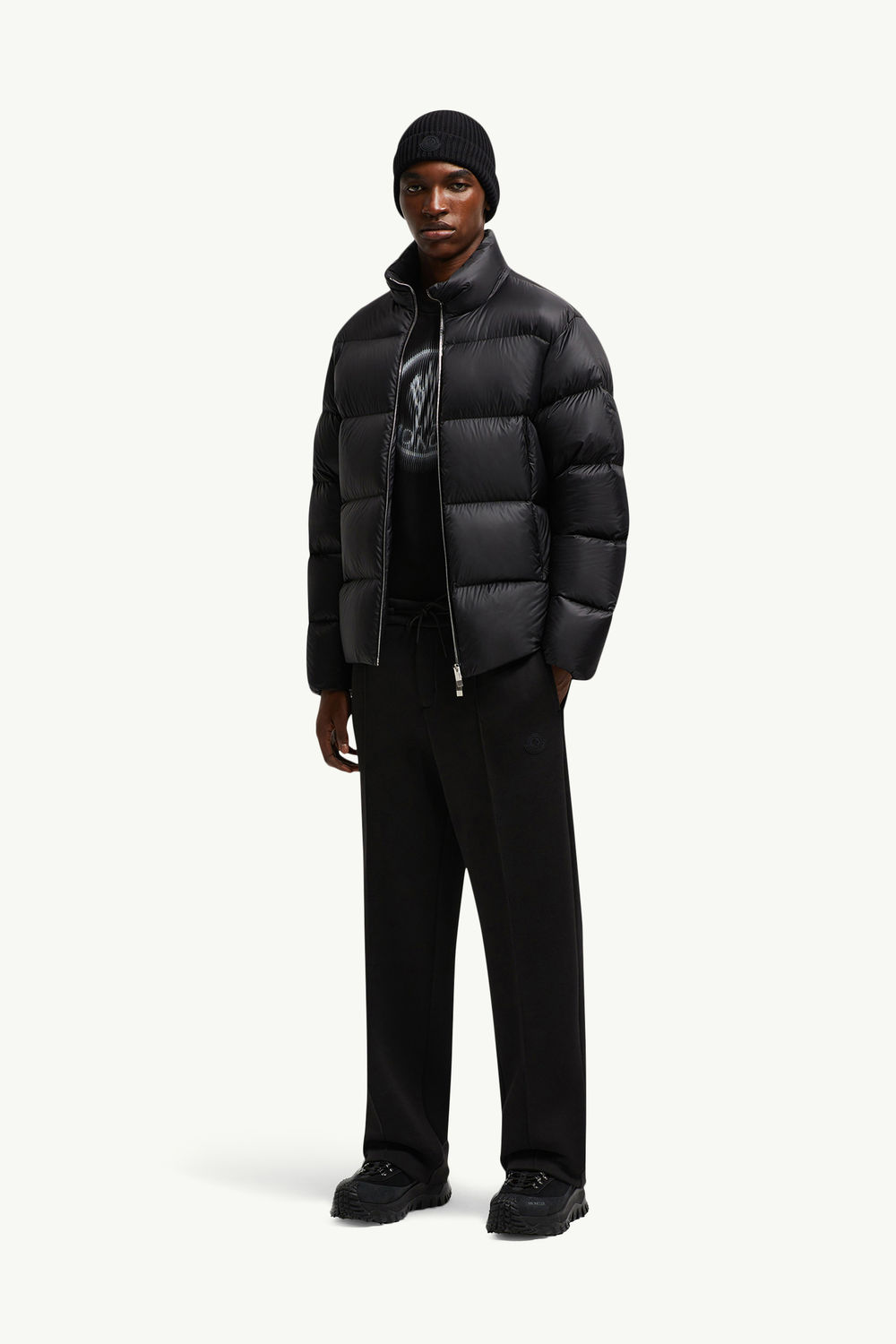 Logo Patch Cotton & Neoprene Sweatpants Men Black Moncler 0