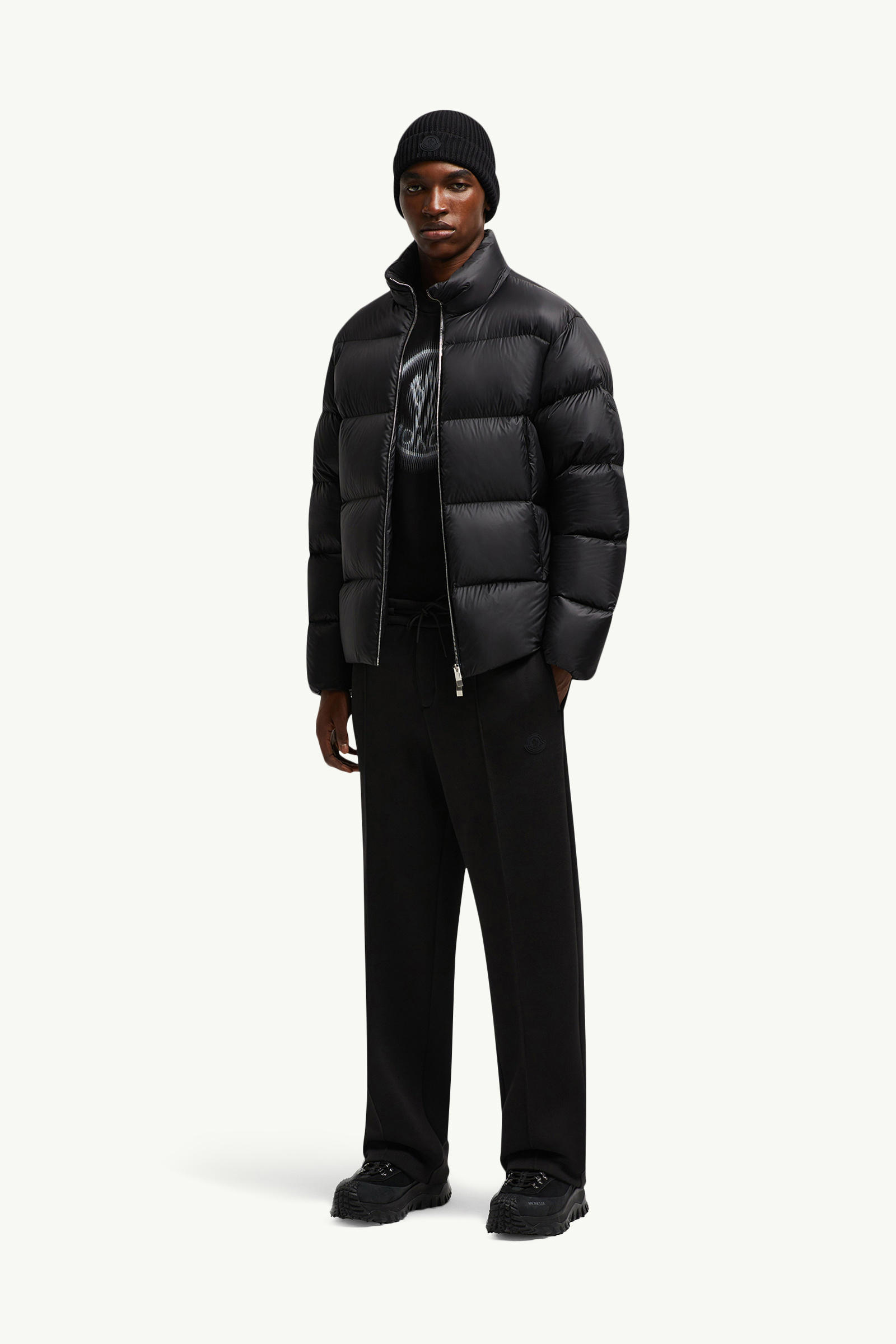 Pantalones deportivos de neopreno y algodón con parche con logotipo Hombre Negro Moncler 0