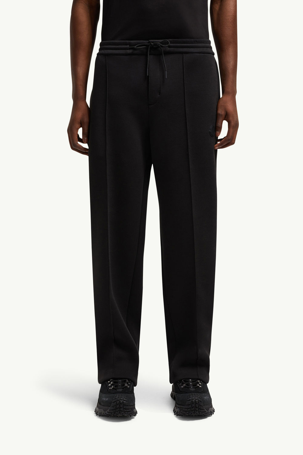 Logo Patch Cotton & Neoprene Sweatpants Men Black Moncler 3