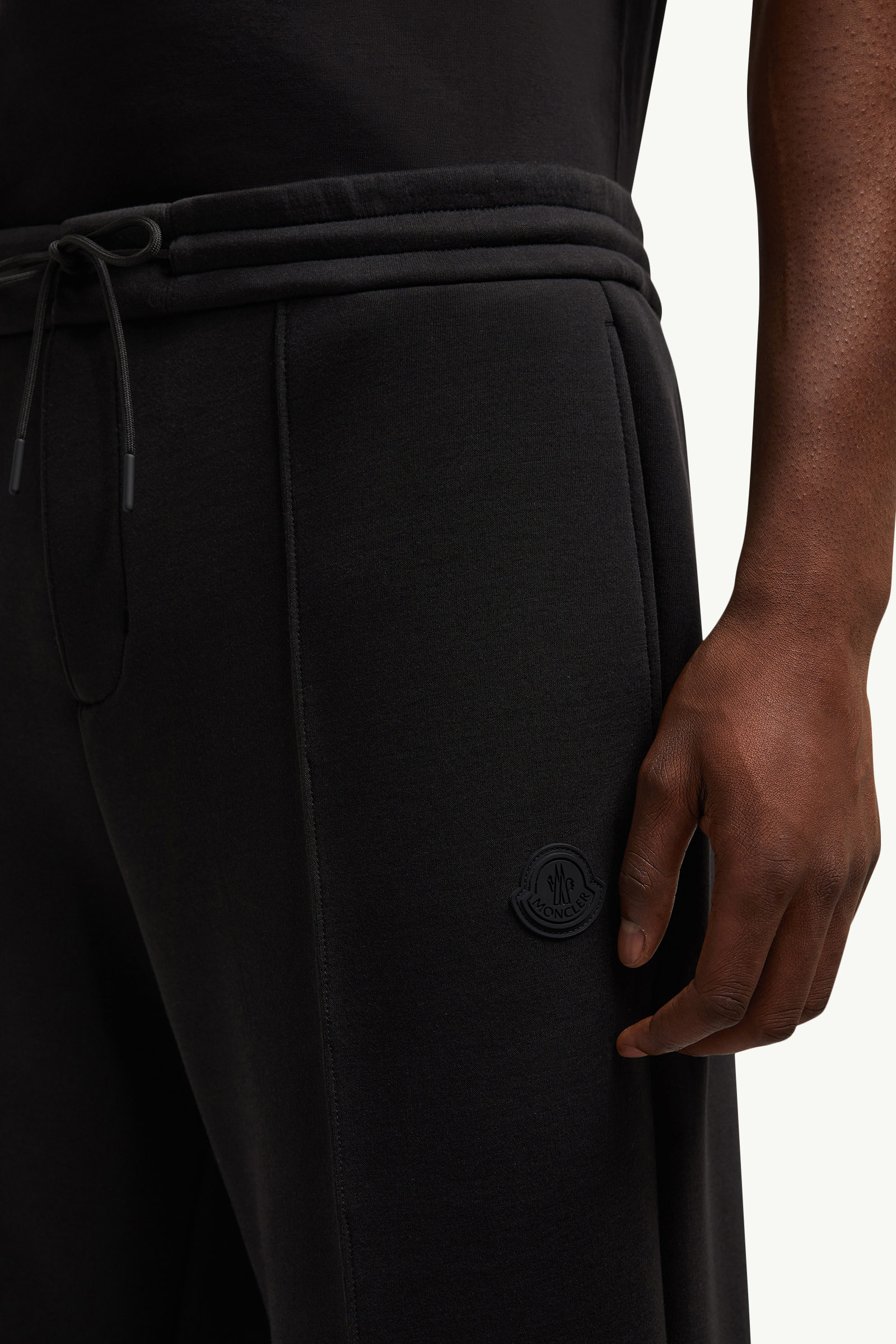 Pantalones deportivos de neopreno y algodón con parche con logotipo Hombre Negro Moncler 5