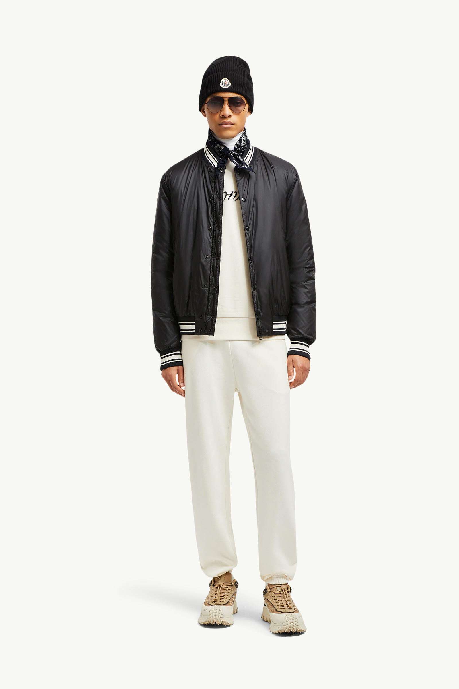 Logo Patch Cotton Track Pants Men White Moncler 0