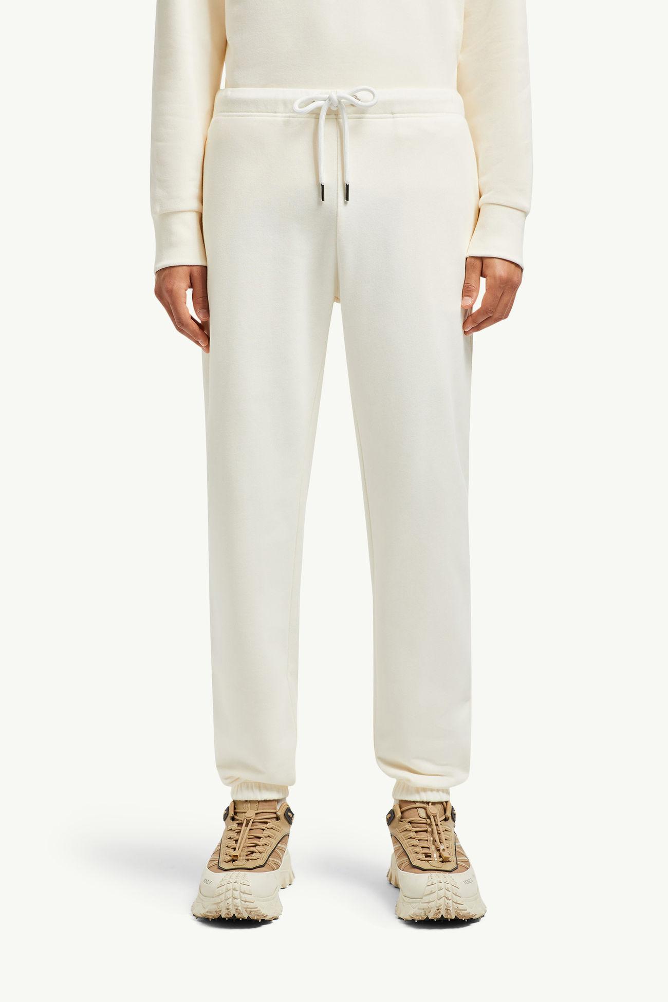 Pantalon de survêtement en coton à empiècement logo Hommes Blanc Moncler 3