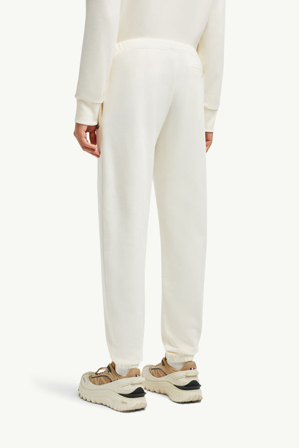 Logo Patch Cotton Track Pants Men White Moncler 4