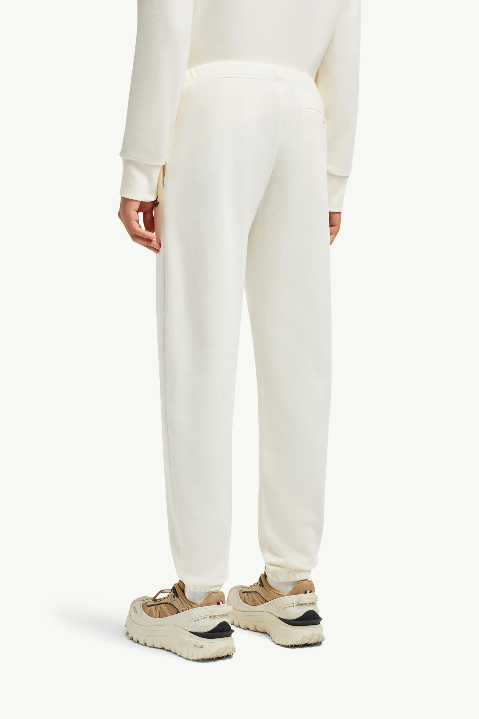 Logo Patch Cotton Track Pants Men White Moncler 4