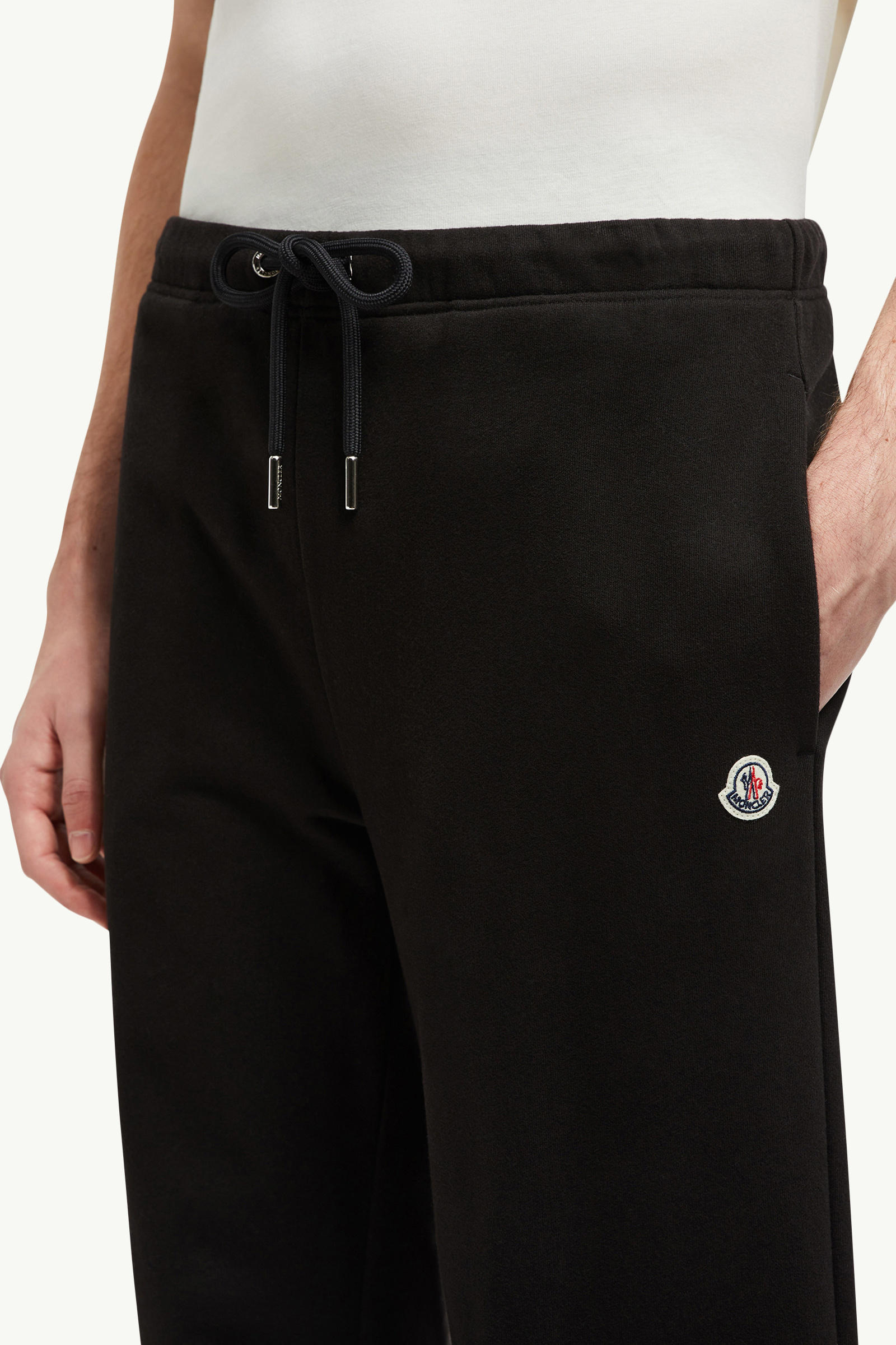 Logo Patch Cotton Track Pants Men Black Moncler 1