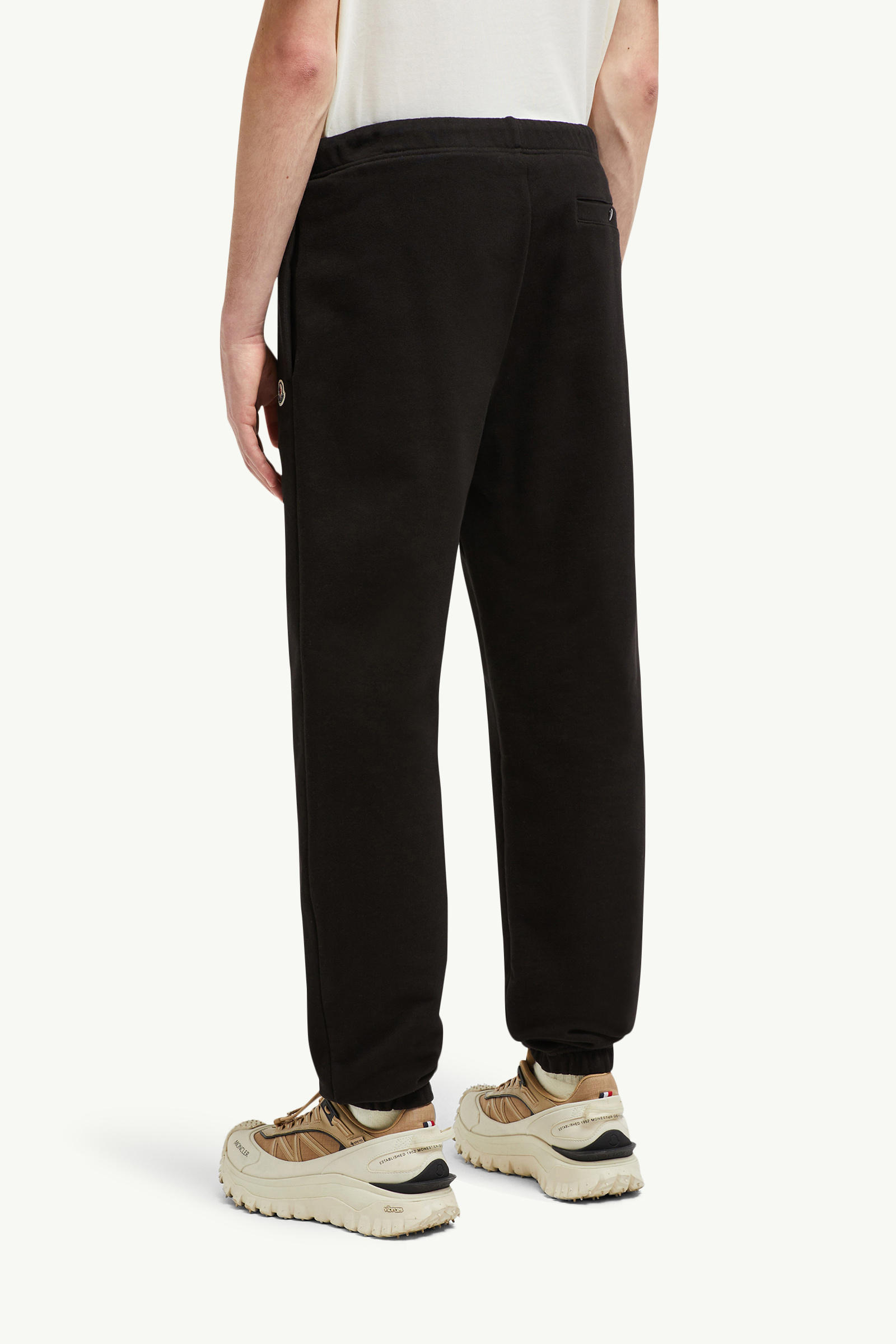 Logo Patch Cotton Track Pants Men Black Moncler 4