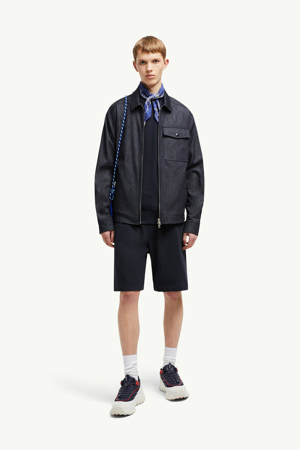 Cotton & Denim Shorts Men Navy Blue Moncler 0