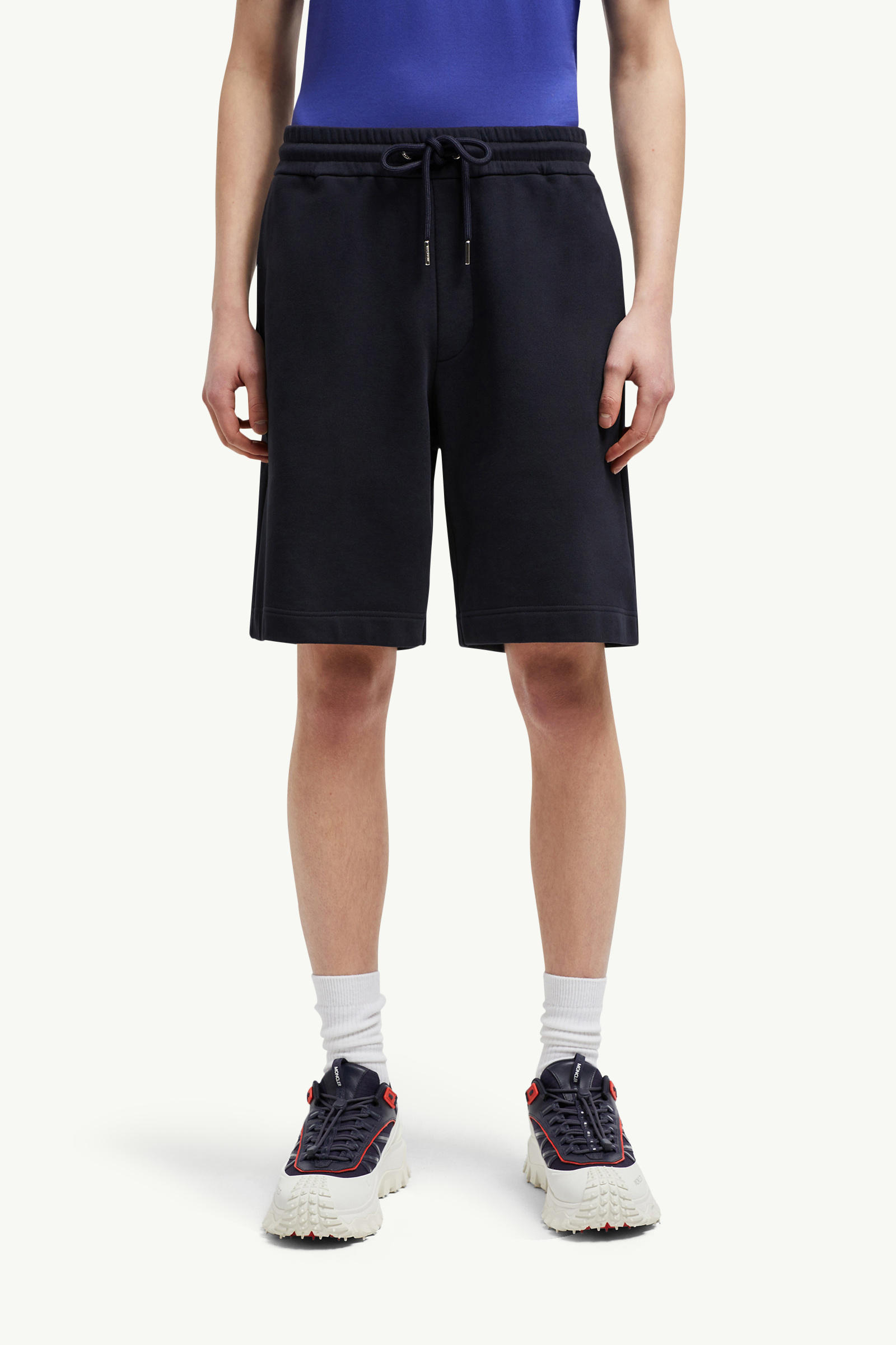 Cotton & Denim Shorts Men Navy Blue Moncler 3