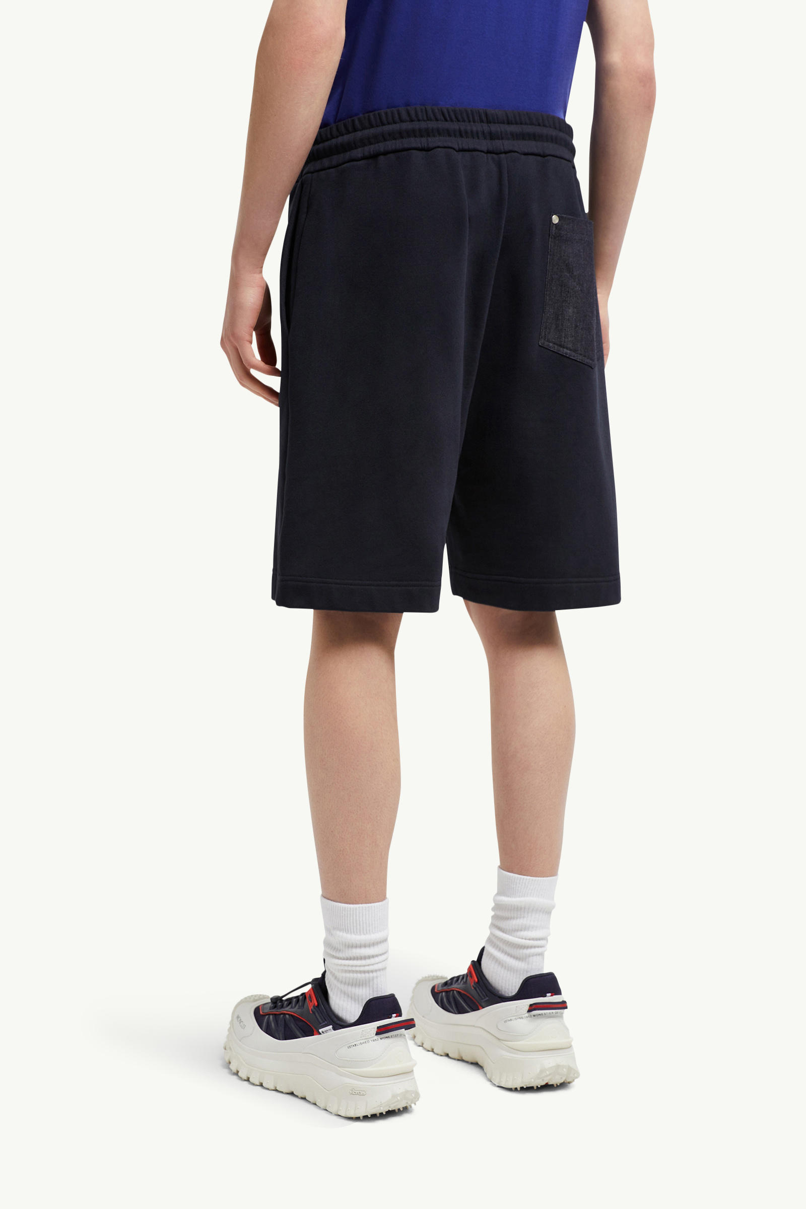 Cotton & Denim Shorts Men Navy Blue Moncler 4