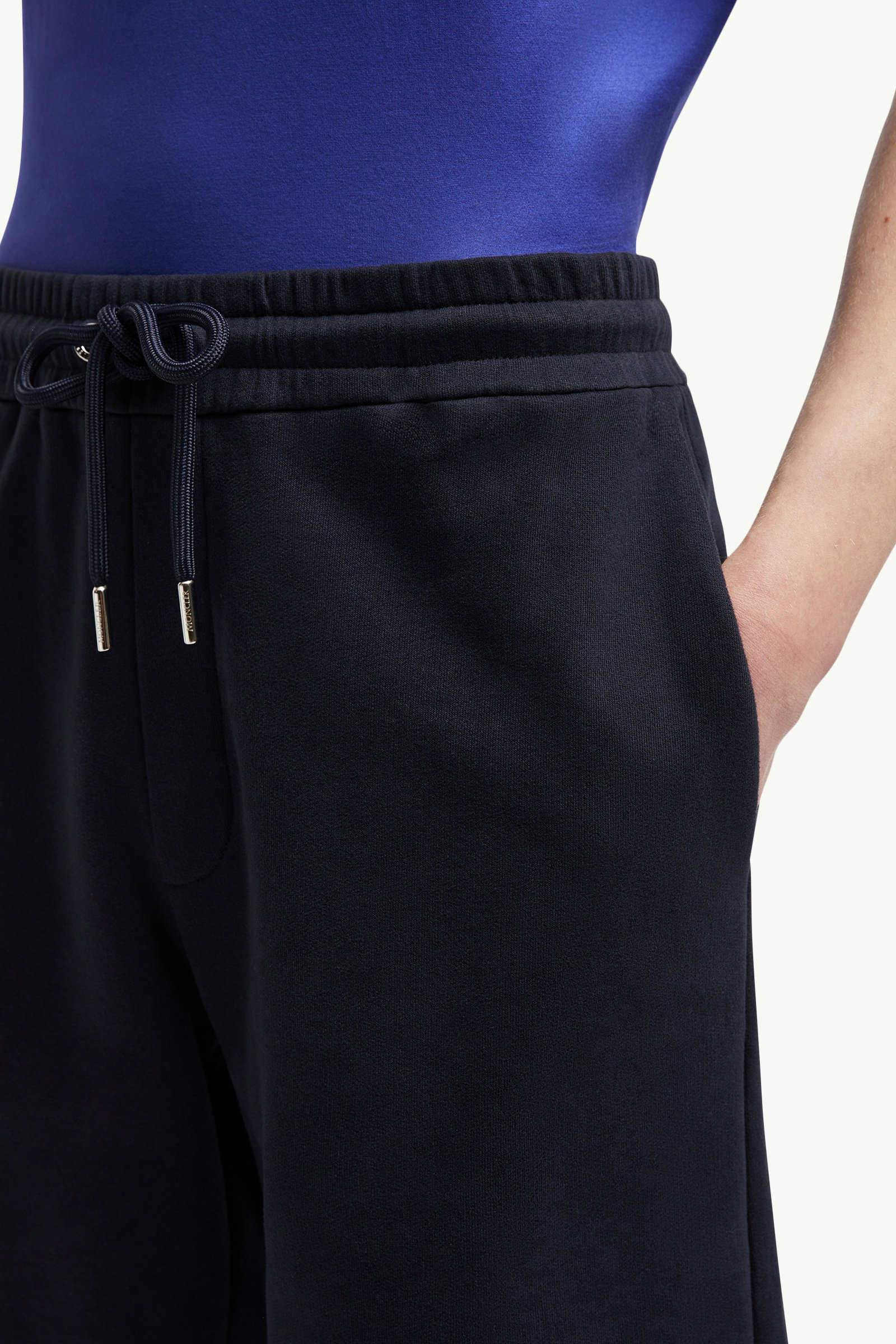 Cotton & Denim Shorts Men Navy Blue Moncler 5