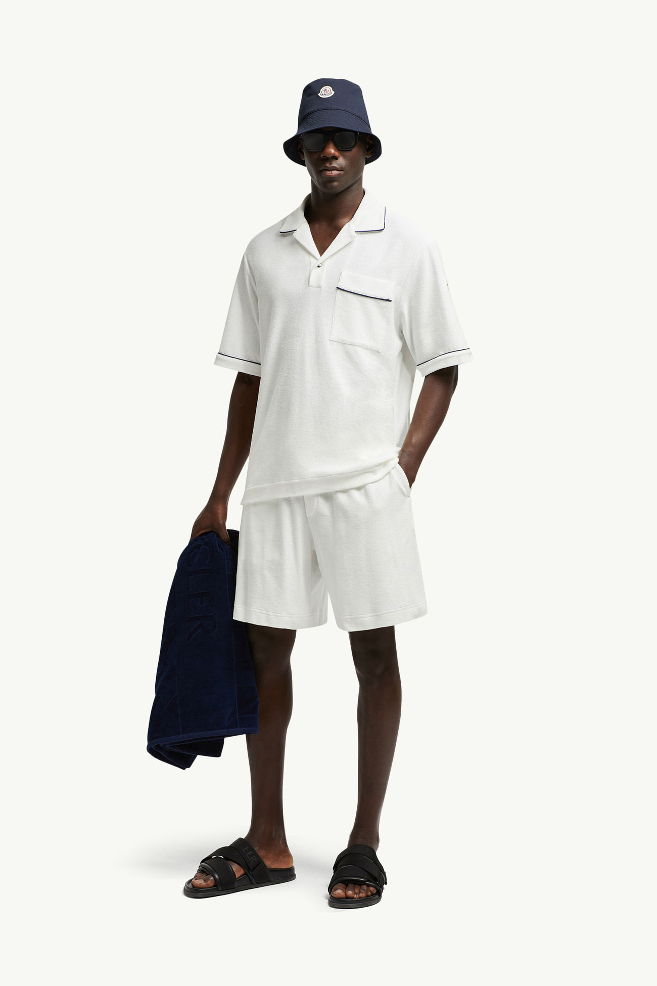 Cotton Terry Cloth Shorts Men White Moncler 0