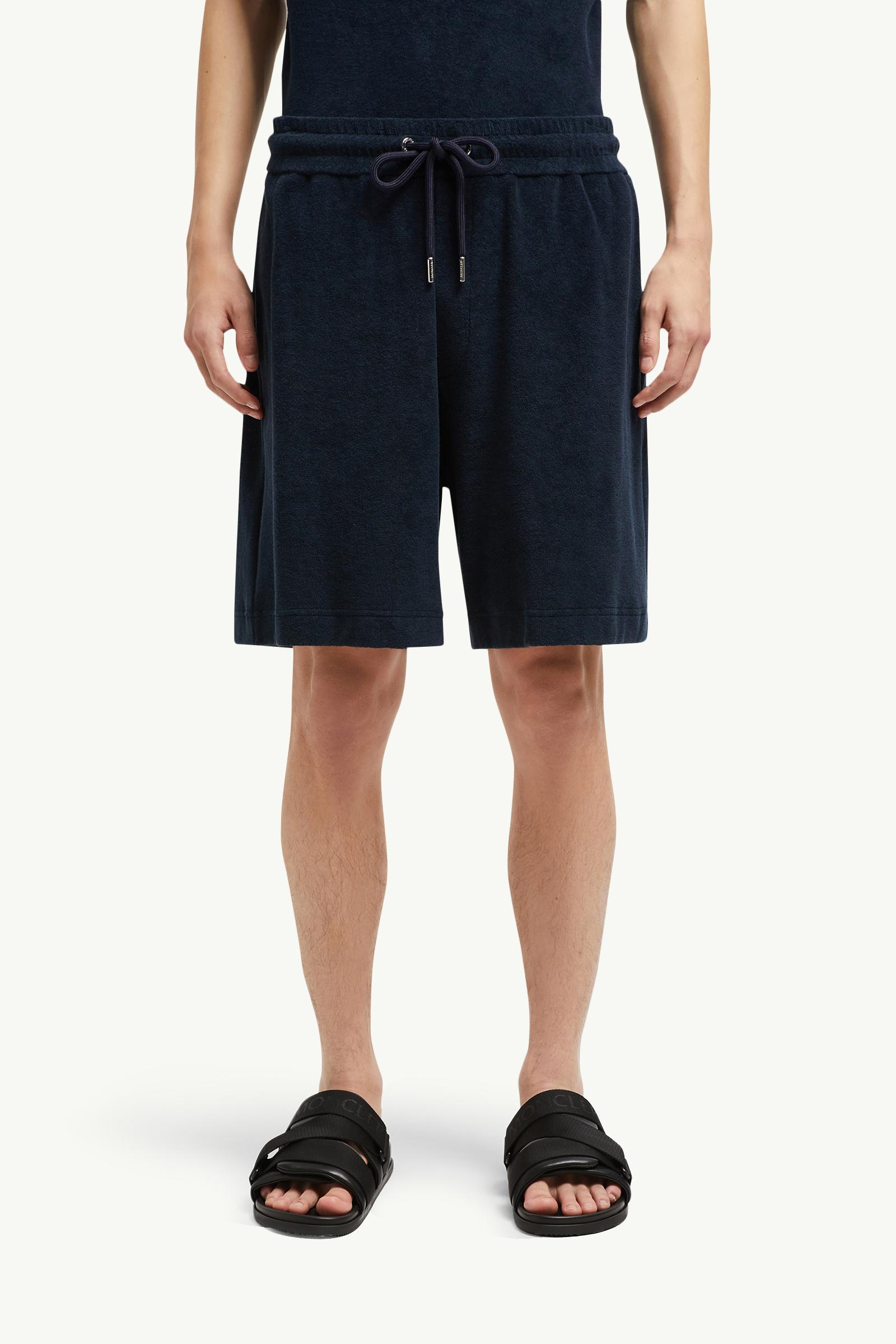 【MONCLER】SHORTS◆K10918H0002189AVN Navy Blue Cotton Terry Cloth Shorts - Pants & Shorts for Men