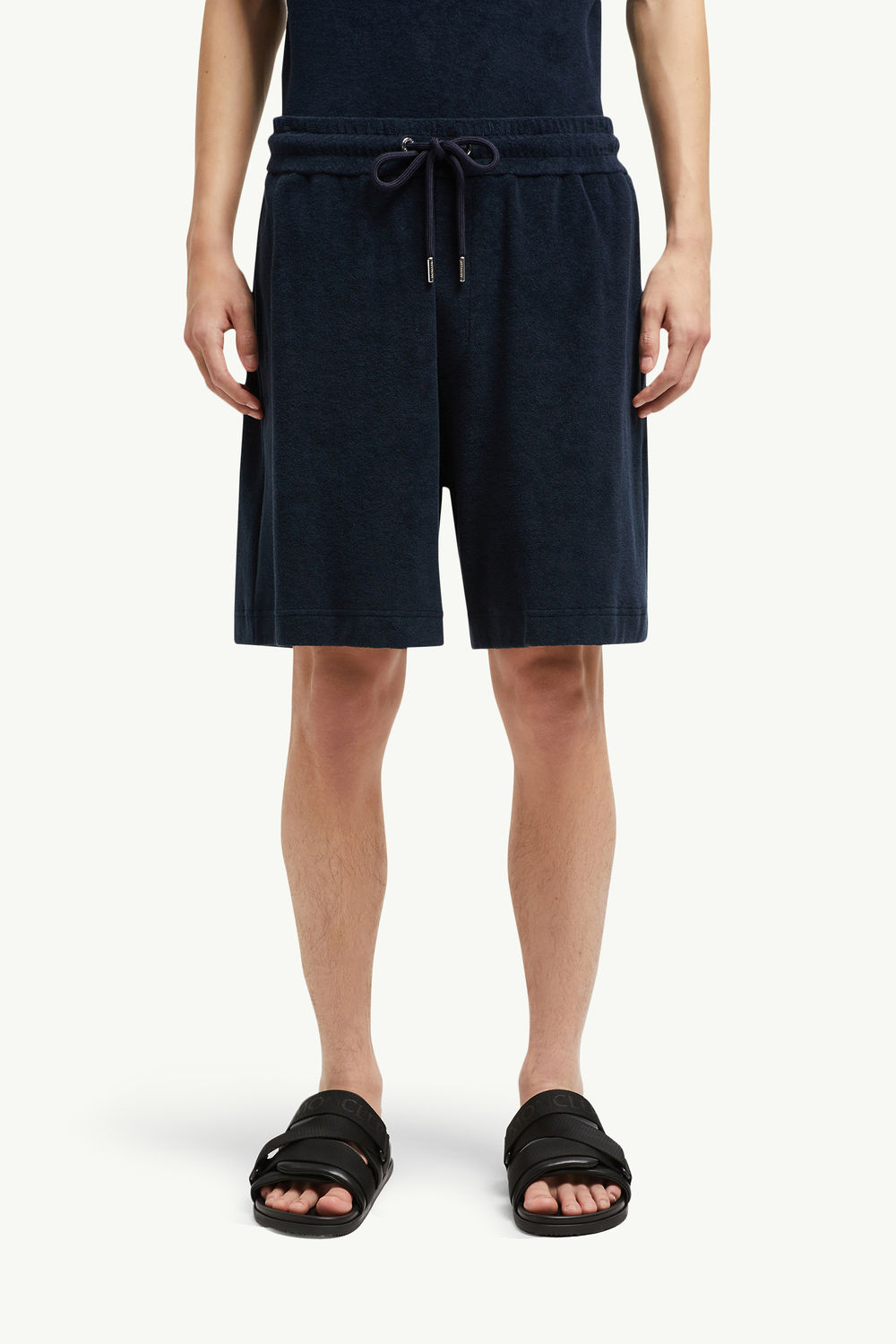 Cotton Terry Cloth Shorts Men Navy Blue Moncler 3