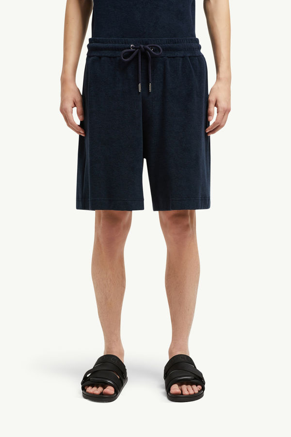 Cotton Terry Cloth Shorts Men Navy Blue Moncler 3