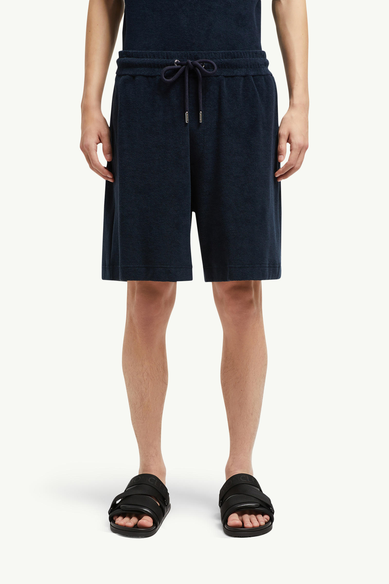 Cotton Terry Cloth Shorts Men Navy Blue Moncler 3