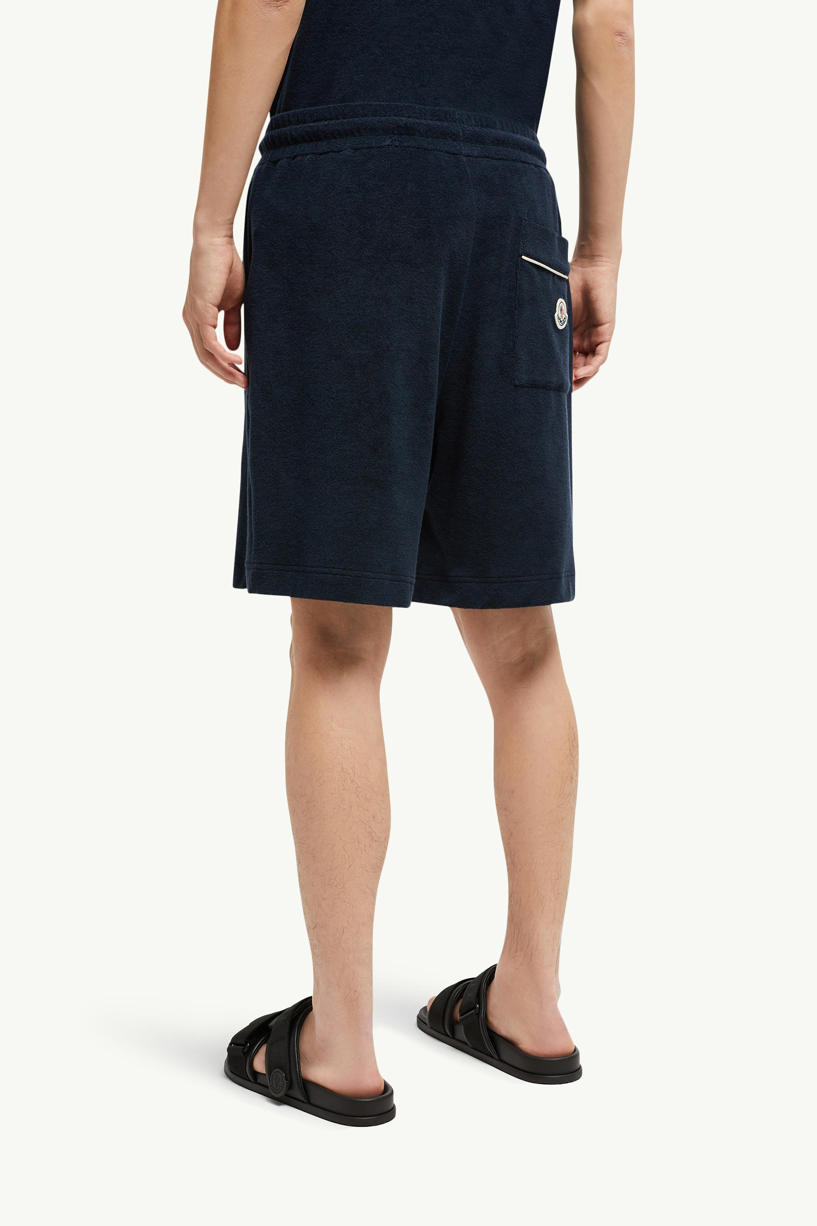 Cotton Terry Cloth Shorts Men Navy Blue Moncler 4