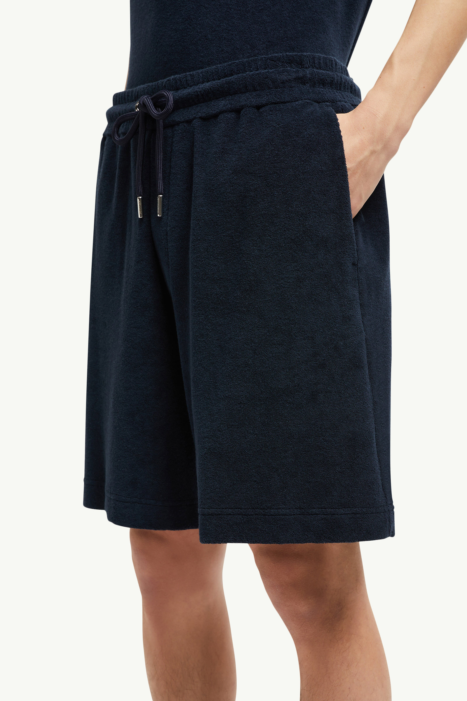 Cotton Terry Cloth Shorts Men Navy Blue Moncler 5