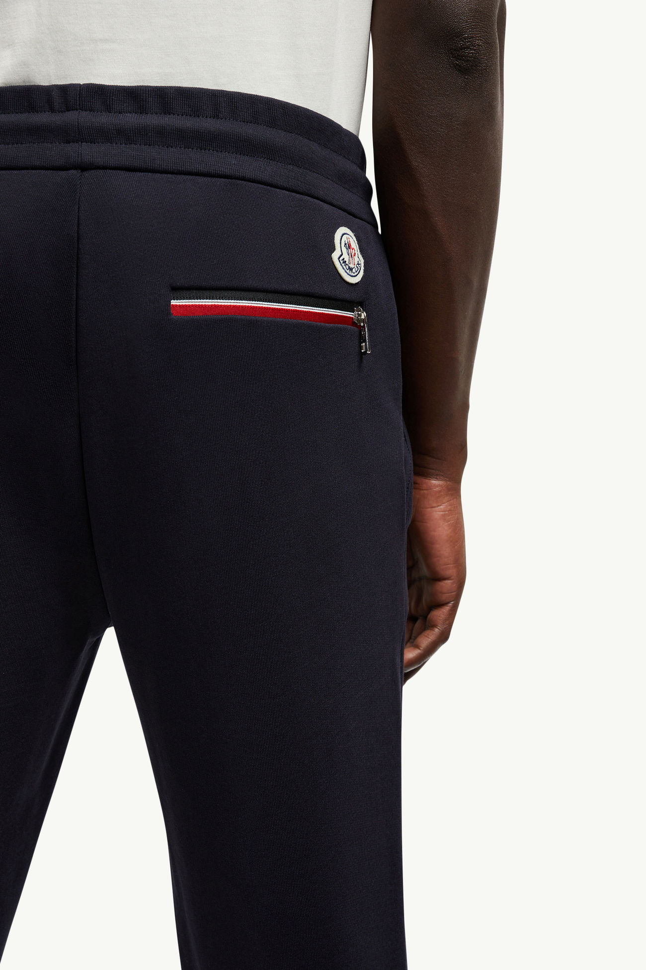 Pantalon de survêtement en coton à finitions tricolores Hommes Bleu Nuit Moncler 1