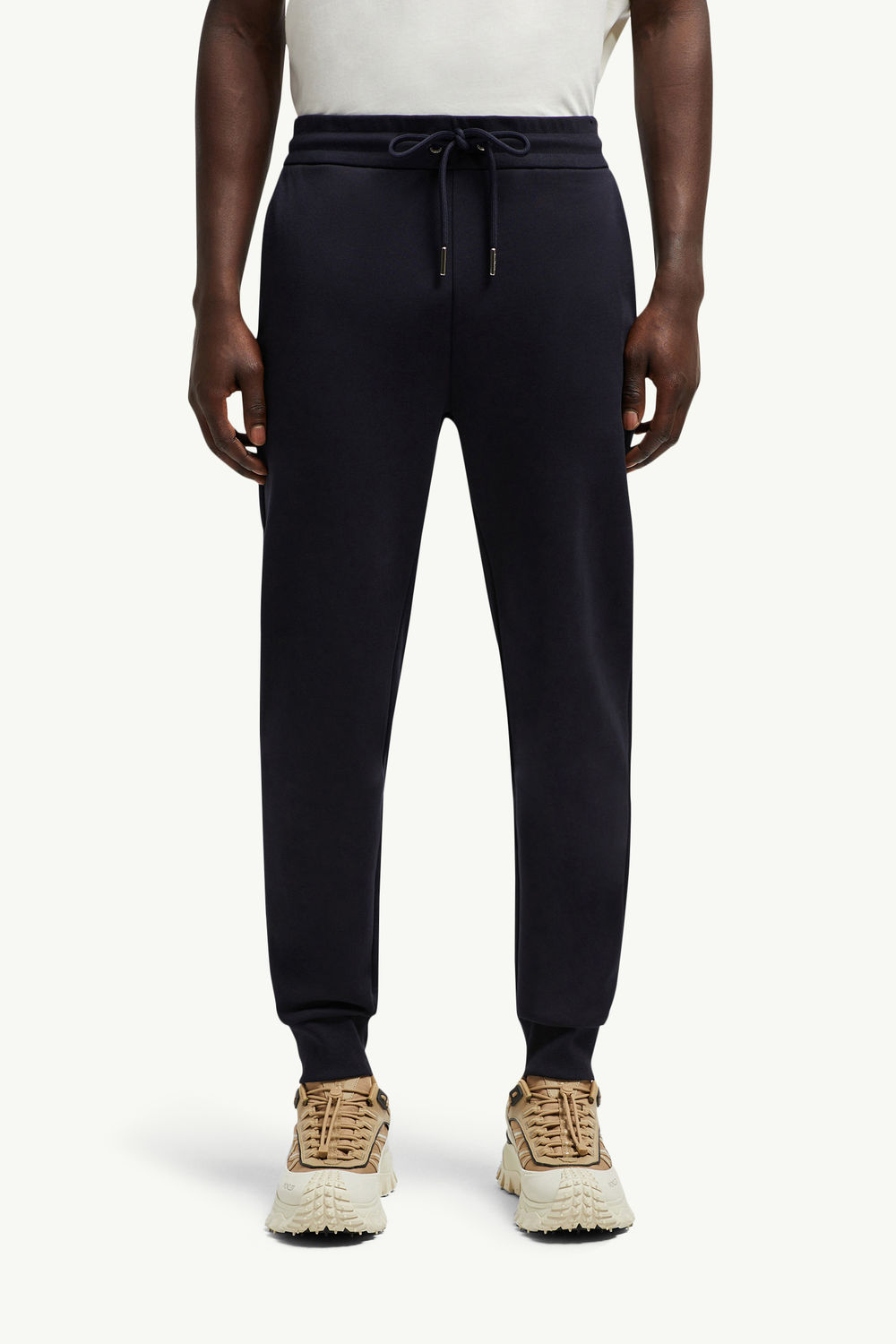 Tricolour-Trimmed Cotton Trackpants Men Night Blue Moncler 3