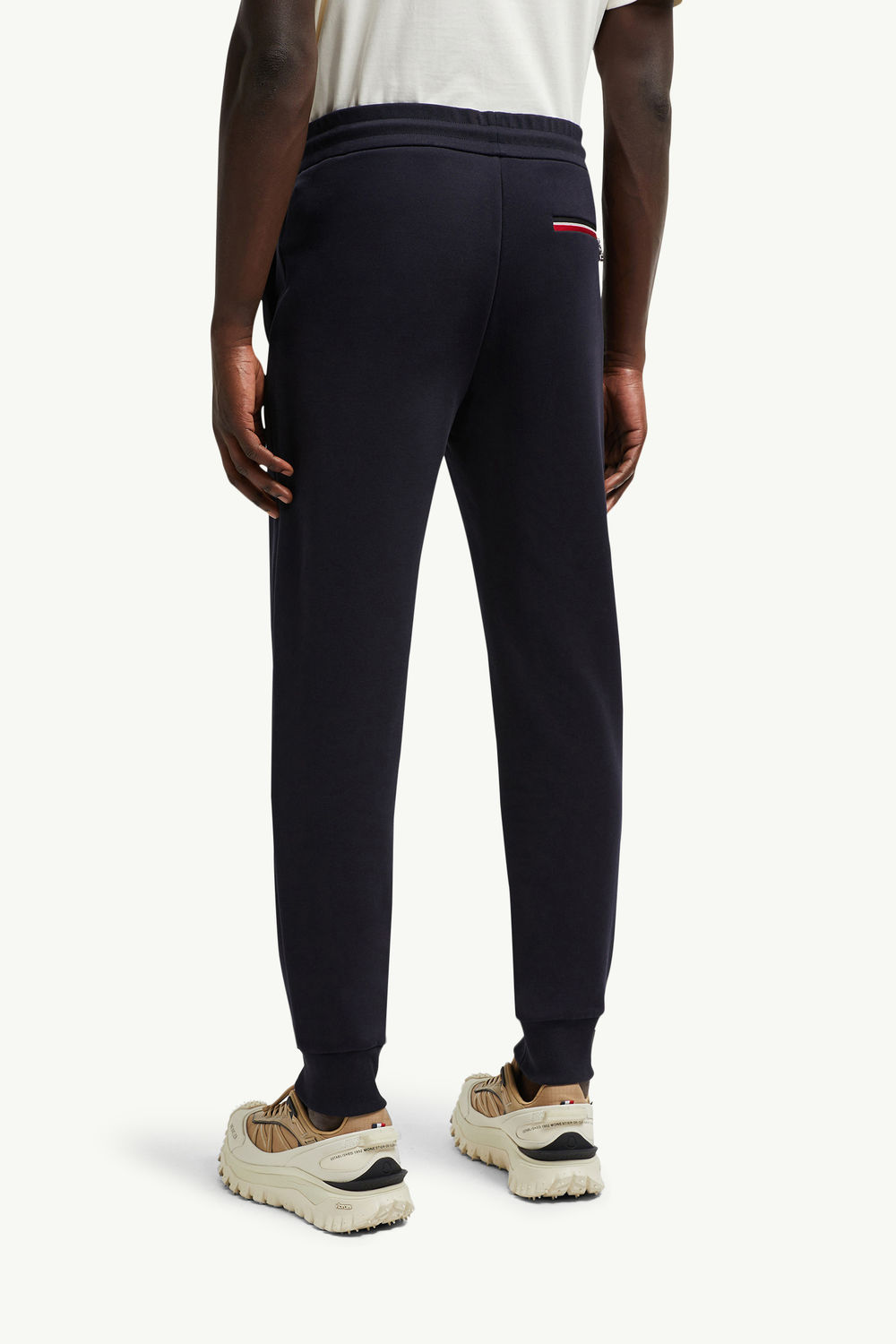 Tricolour-Trimmed Cotton Trackpants Men Night Blue Moncler 4