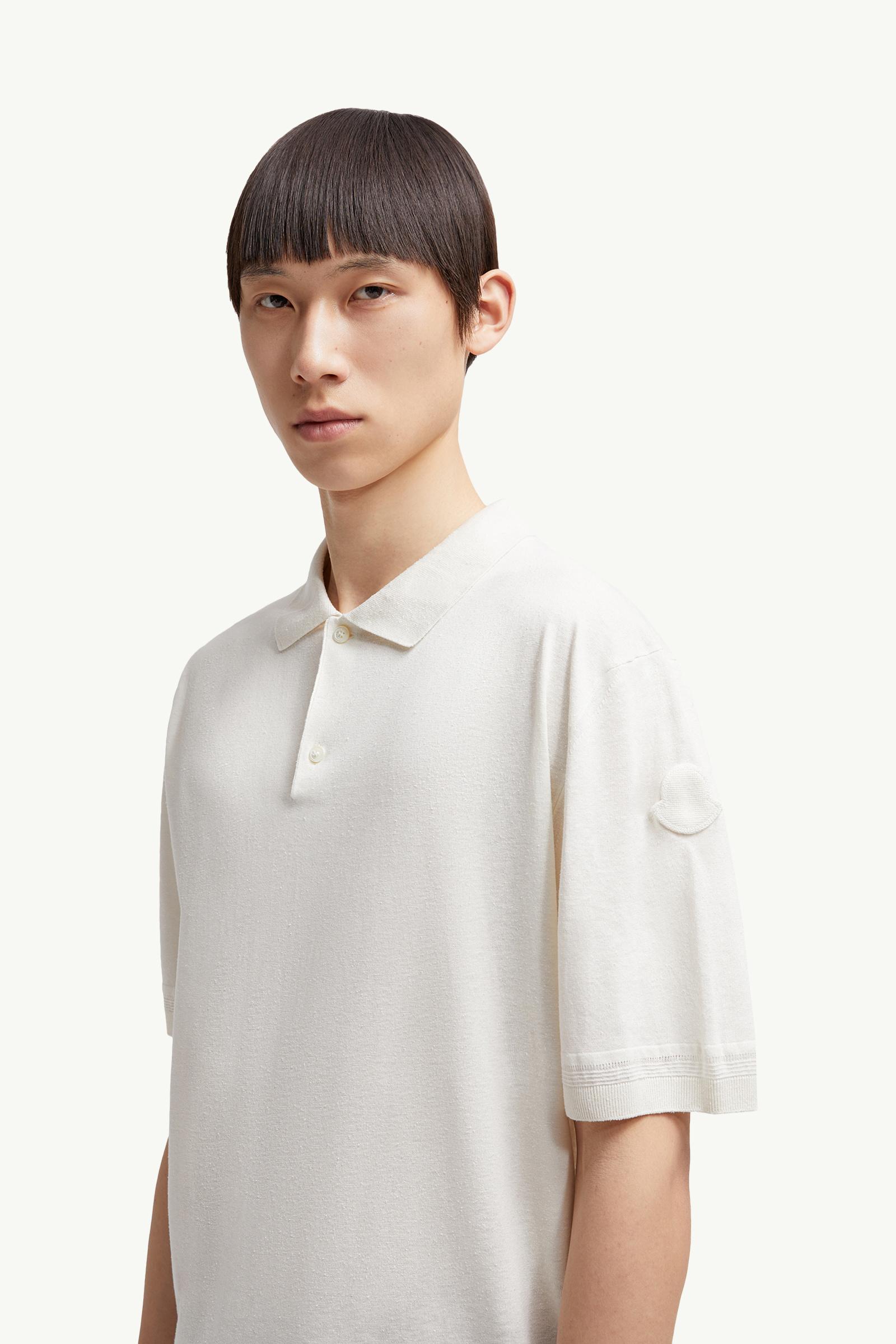 Polo de punto de lino y seda Hombre Blanco Moncler 1