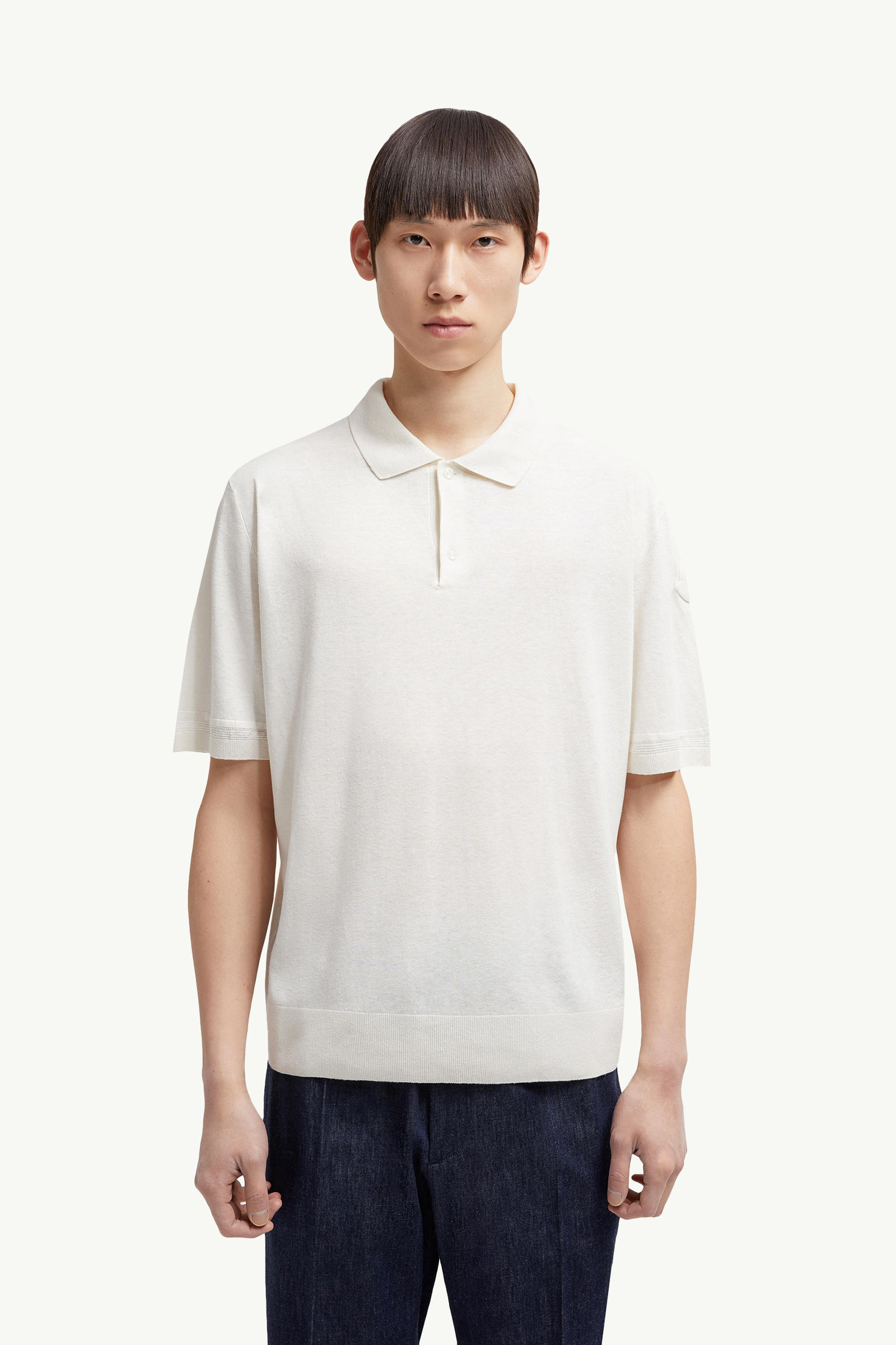 Polo de punto de lino y seda Hombre Blanco Moncler 3