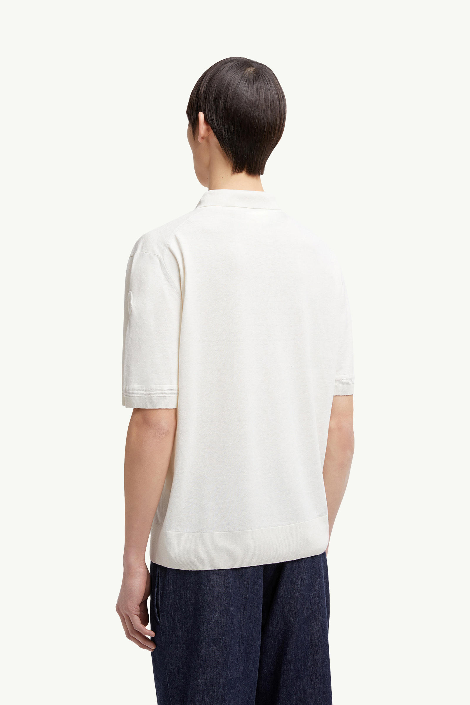 Polo de punto de lino y seda Hombre Blanco Moncler 4