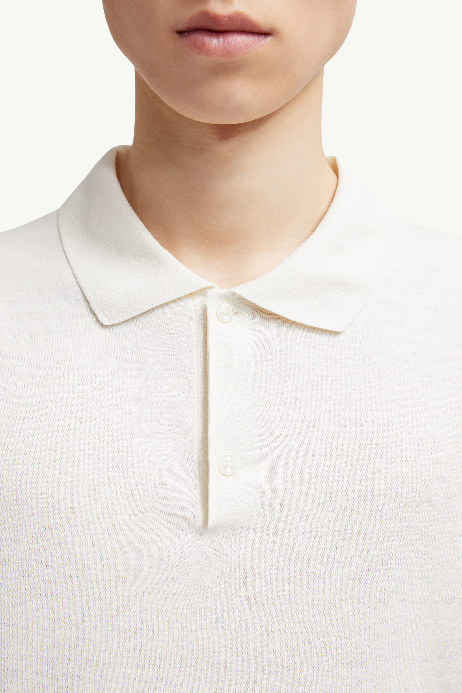 Polo in maglia di lino e seta Uomo Bianco Moncler 5