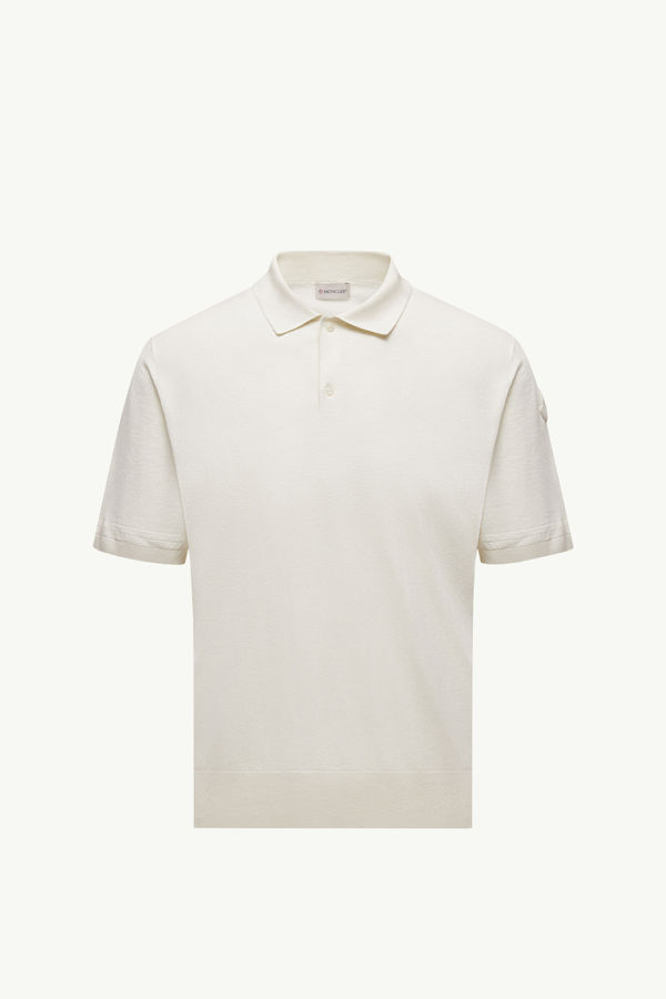 Silk & Linen Knit Polo Shirt Men White Moncler 2