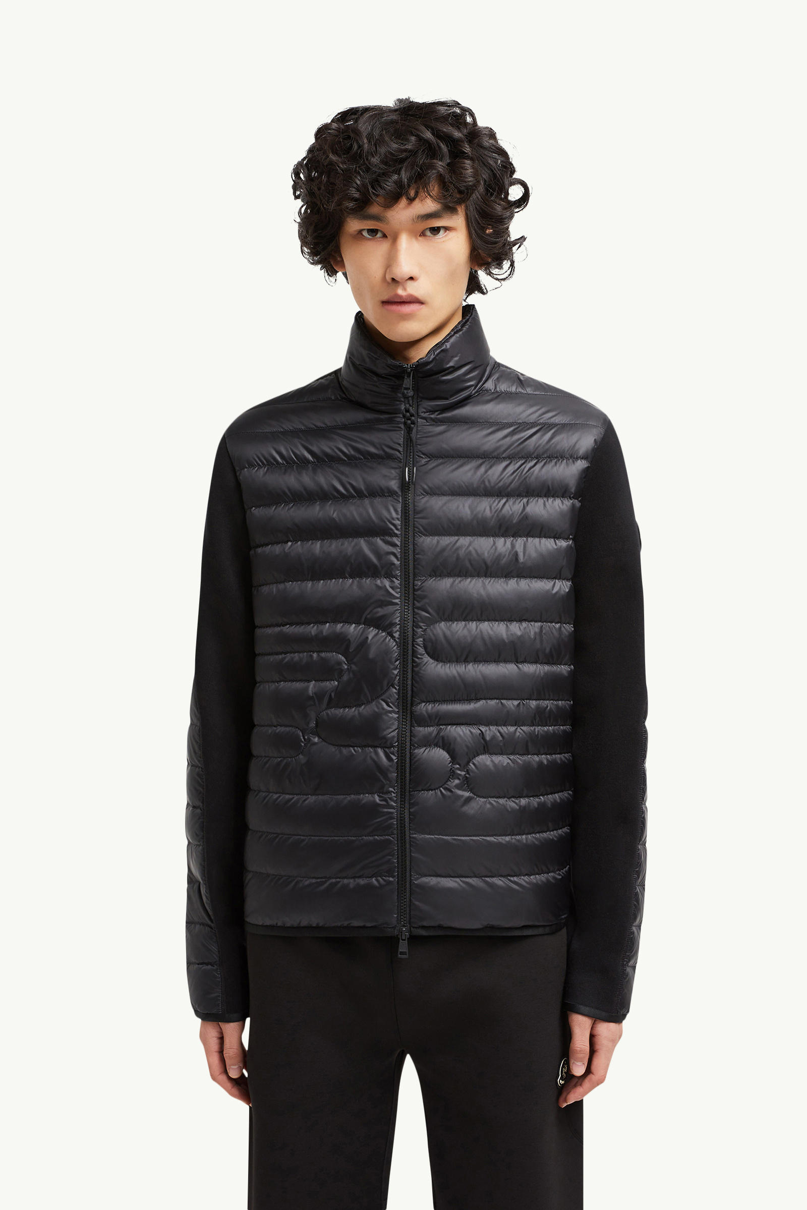 Padded Snake-Quilted Cotton Cardigan Men Black Moncler 3