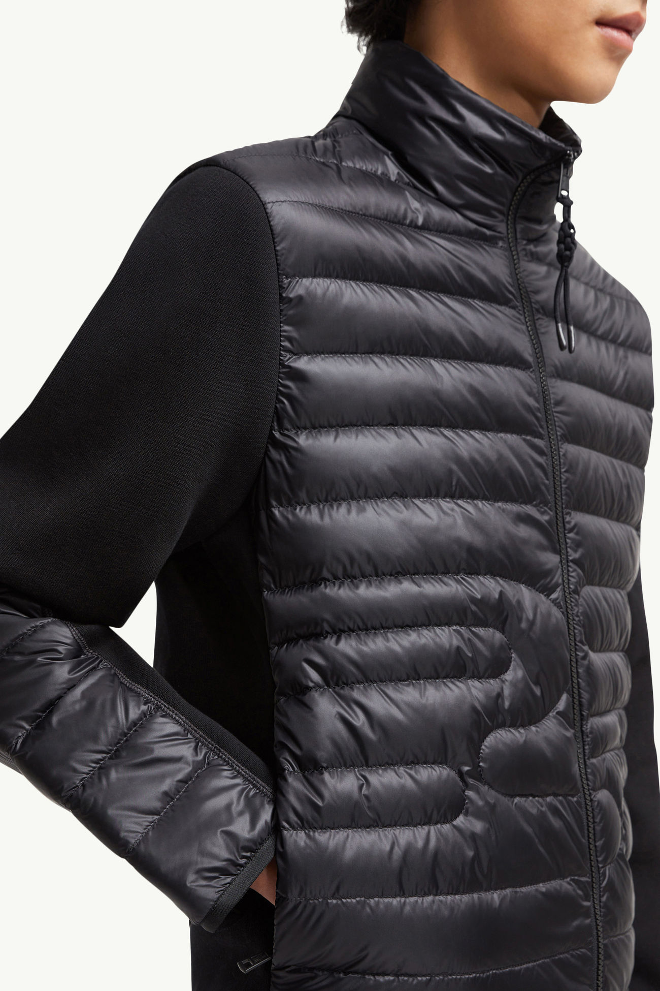 男士加衬蛇形绗缝棉质开衫 男士 黑色 Moncler 5