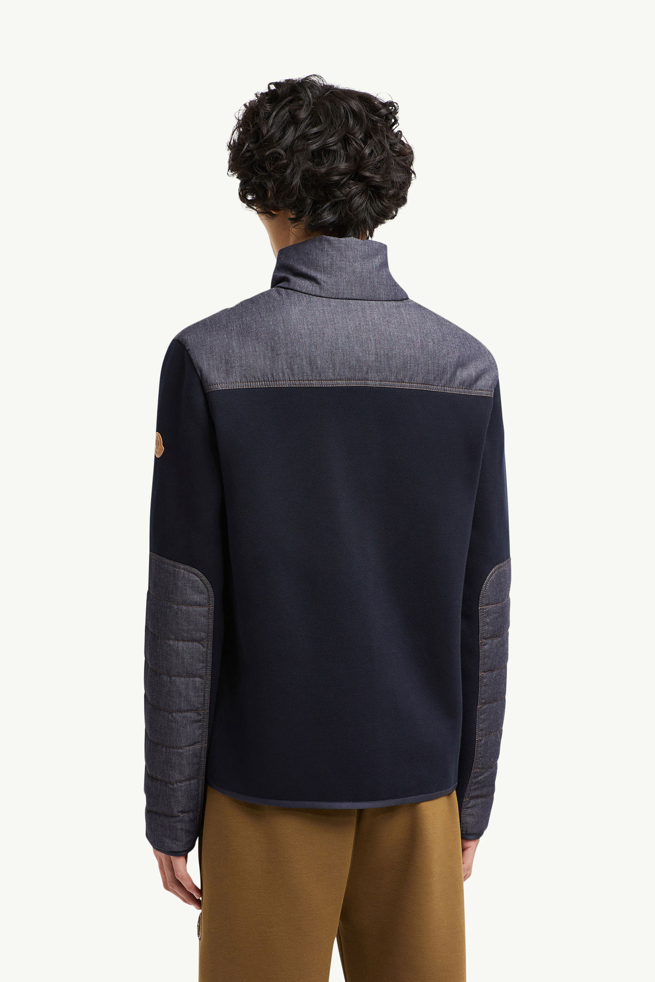 Cárdigan de tejido vaquero con acolchado de serpiente Hombre Azul marino Moncler 4