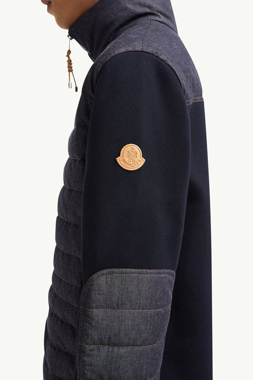 Padded Snake-Quilted Denim Cardigan Men Navy Blue Moncler 6