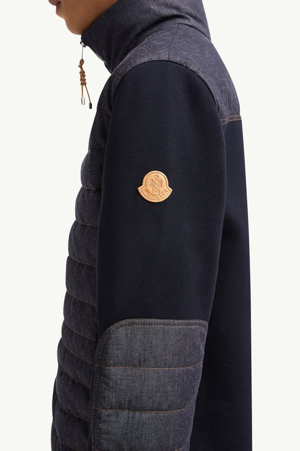 Padded Snake-Quilted Denim Cardigan Men Navy Blue Moncler 6