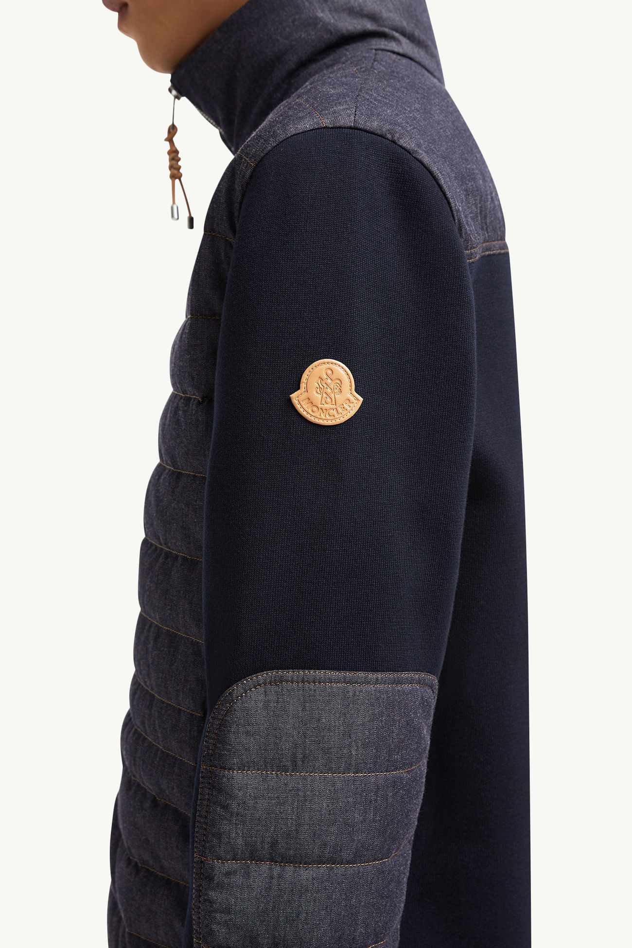 夾層蛇紋絎縫牛仔布開襟毛衣 男士 海軍藍色 Moncler 6