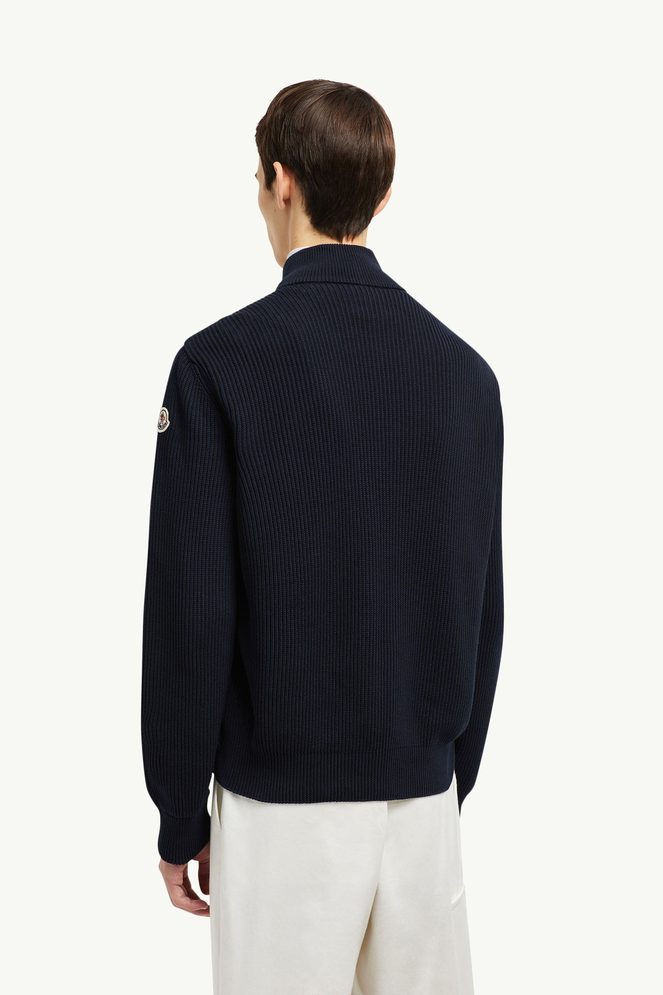 Padded Cotton Zip-Up Cardigan Men Navy Blue Moncler 4