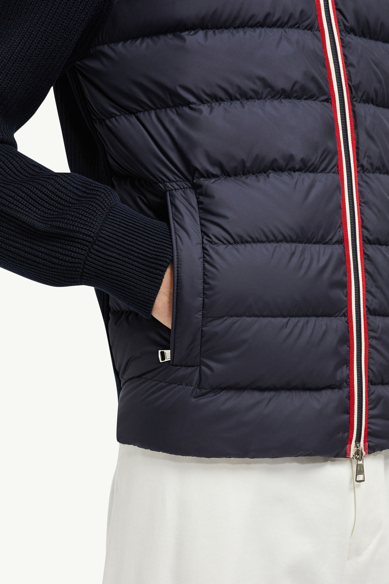 Padded Cotton Zip-Up Cardigan Men Navy Blue Moncler 5