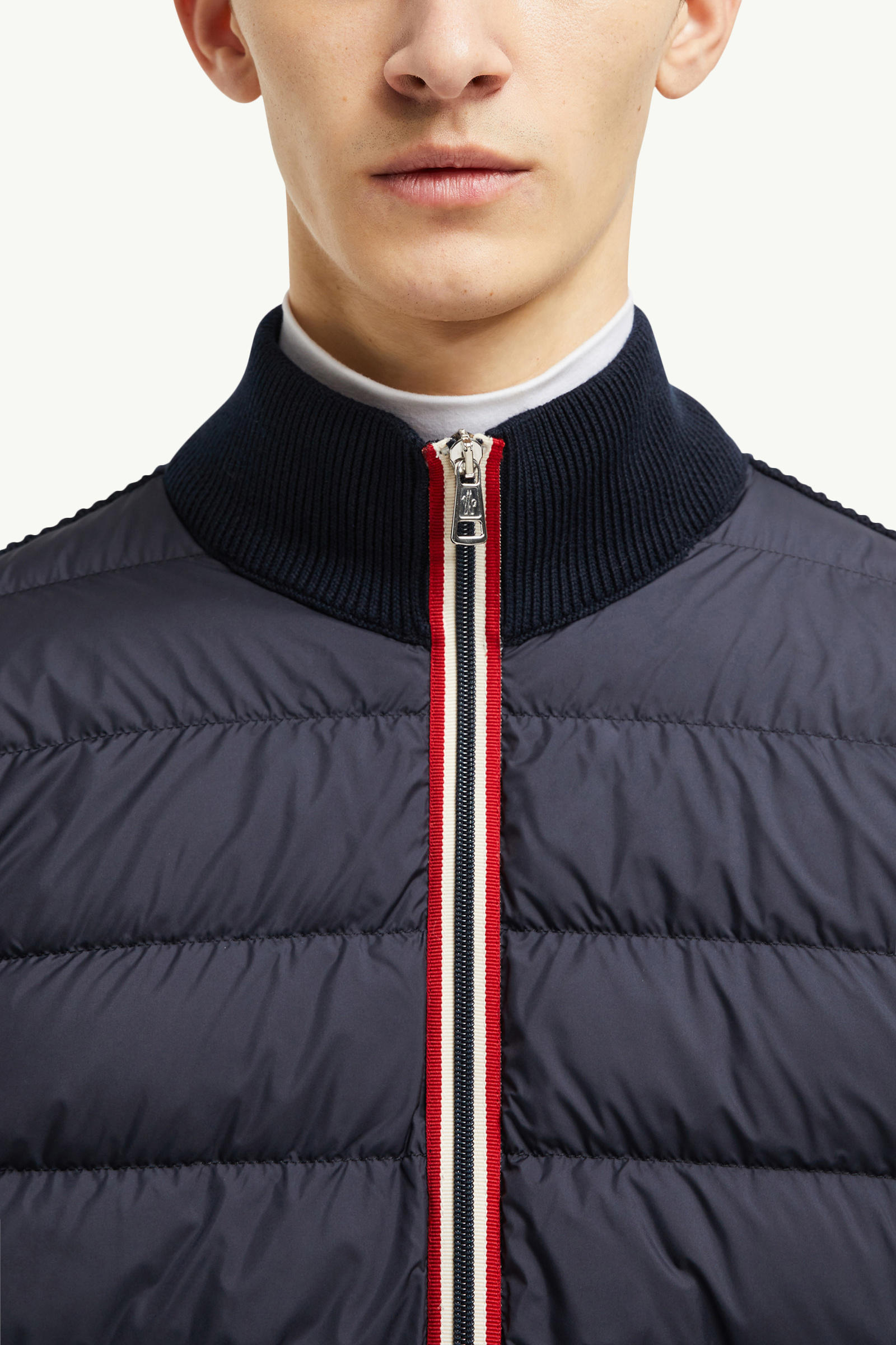 Padded Cotton Zip-Up Cardigan Men Navy Blue Moncler 6
