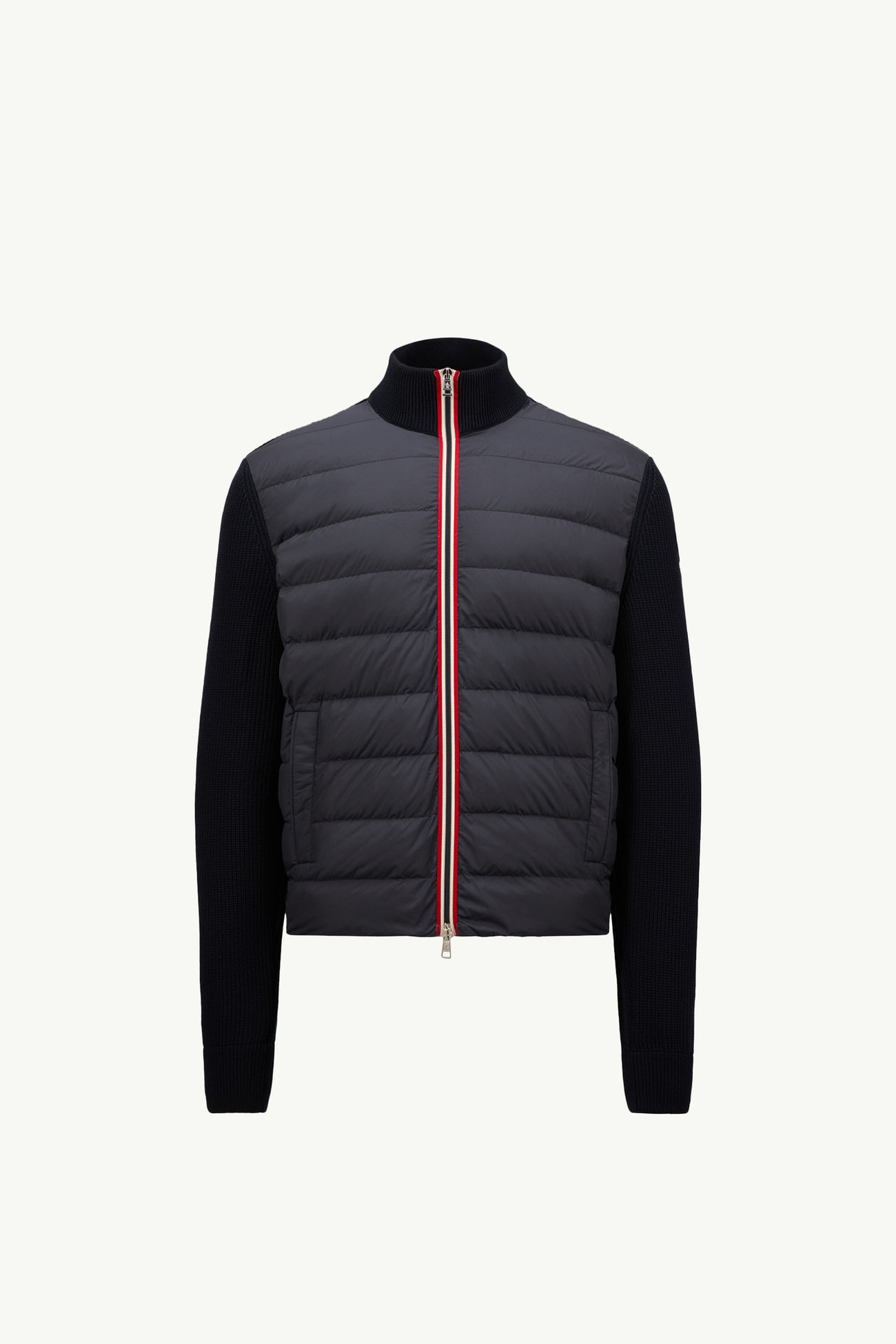 Cardigan zippé matelassé en coton Hommes Bleu marine Moncler 2
